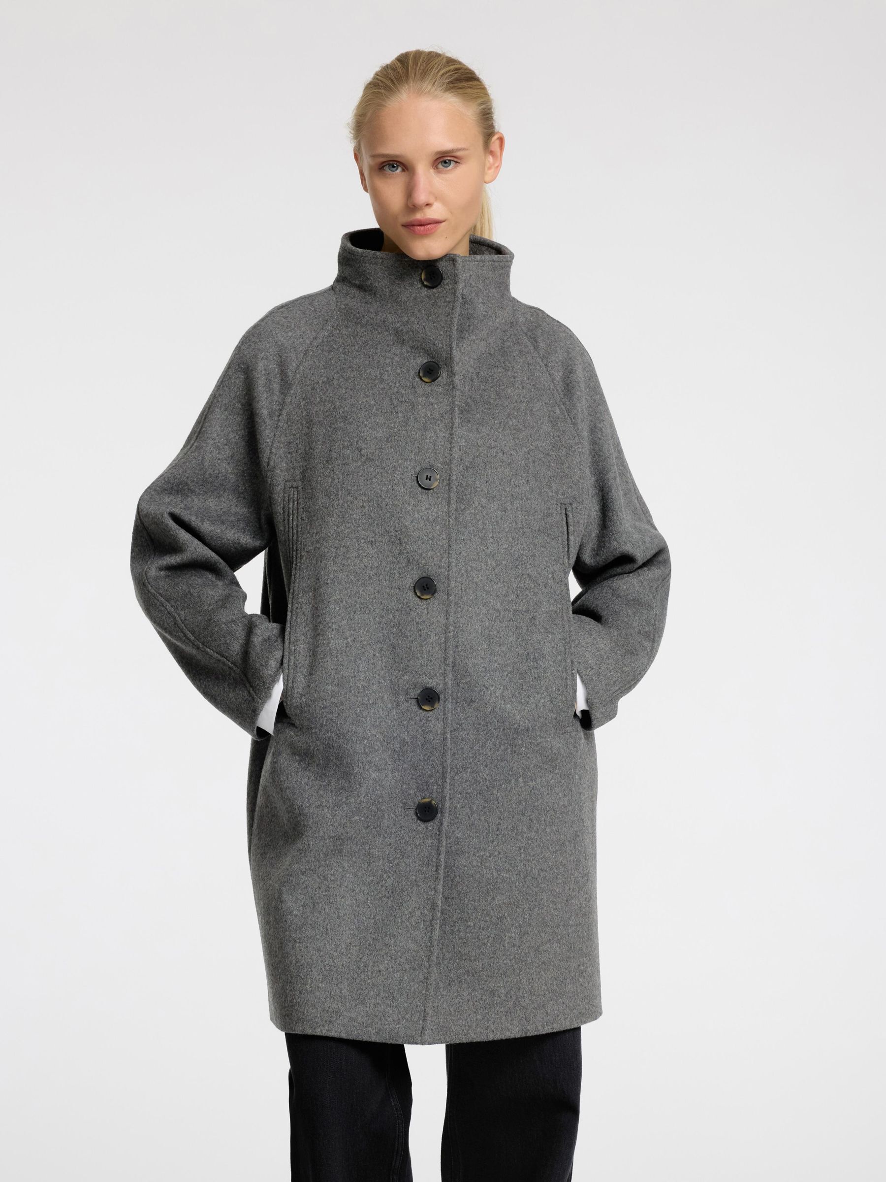 WOOL BLEND SCARF JACKET | Grey | Selected