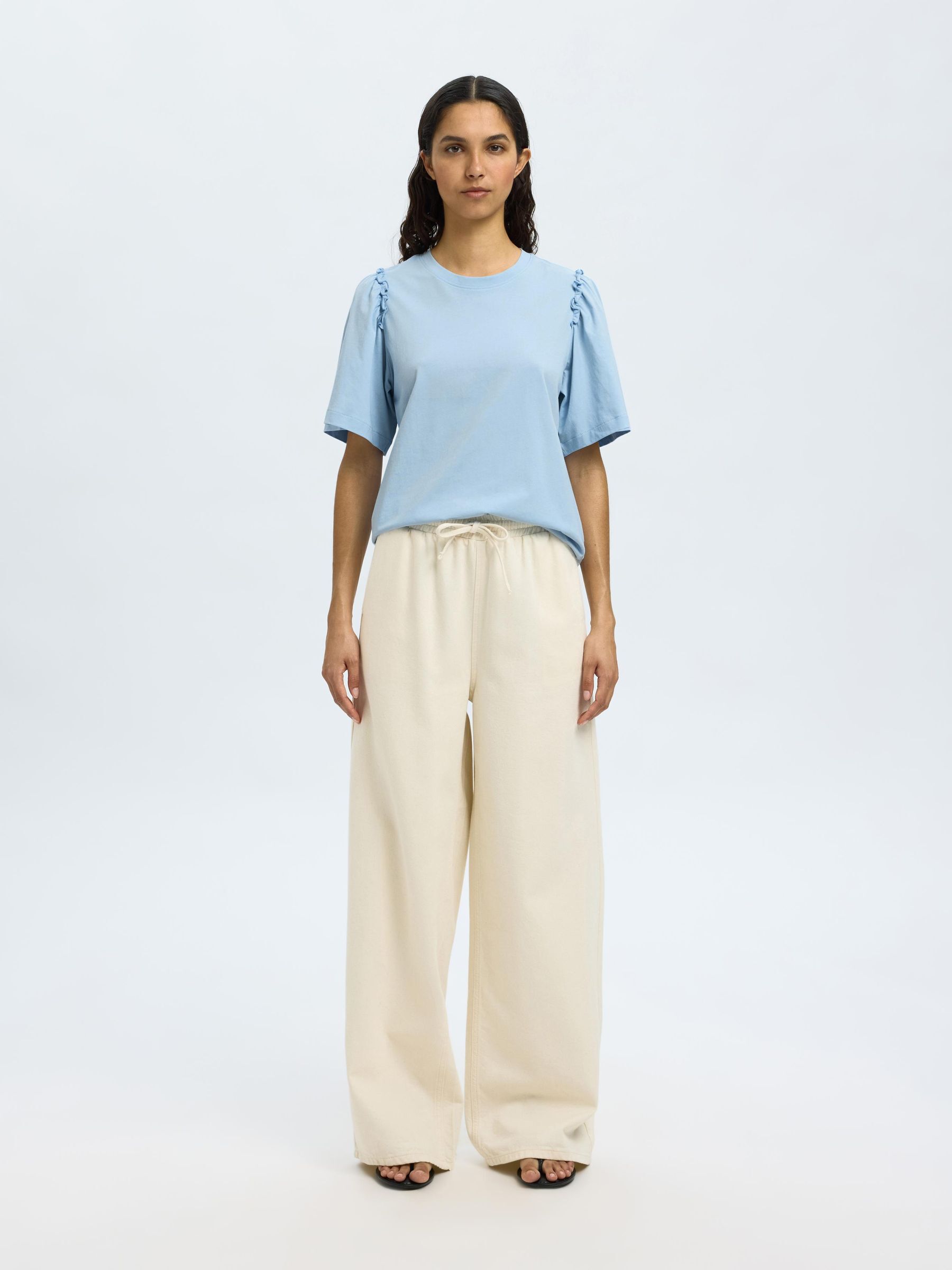 À VOLANTS EN COTTON T-SHIRT