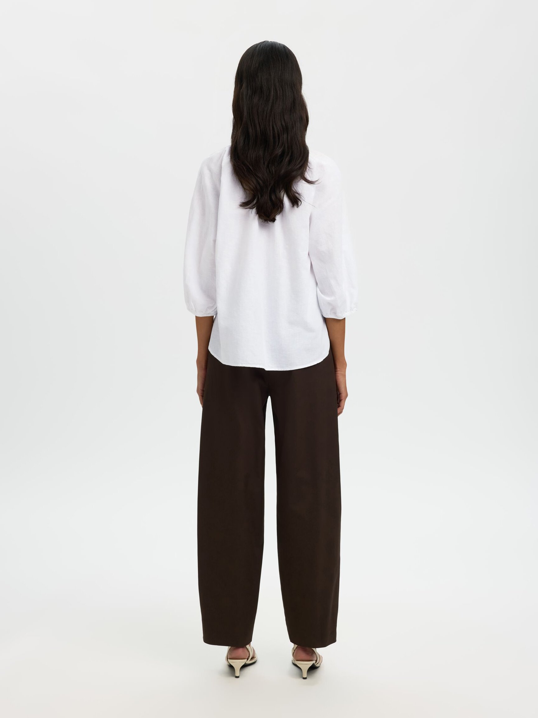 LINEN BLEND 3/4 SLEEVED SHIRT