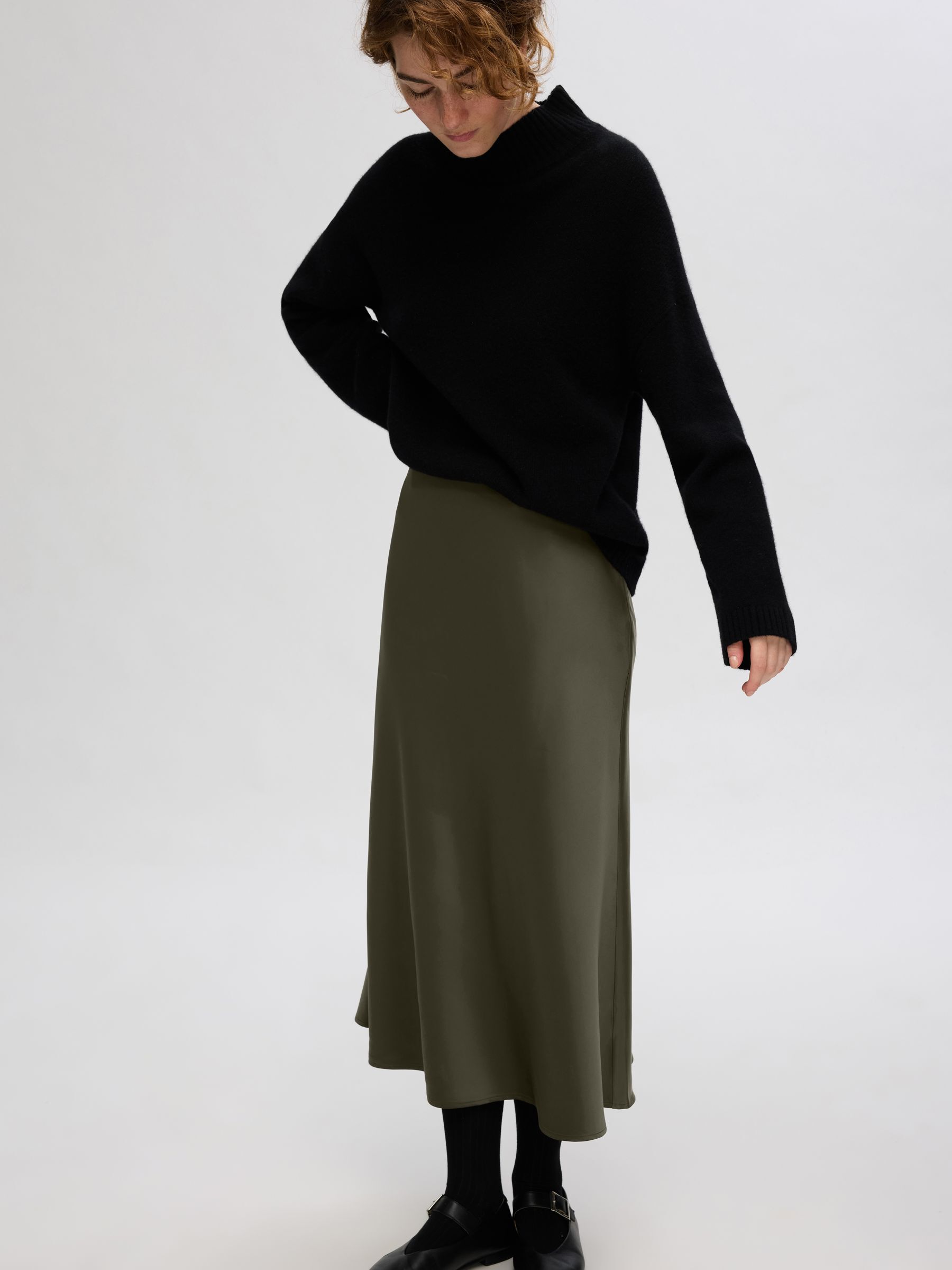 SATIN MIDI SKIRT