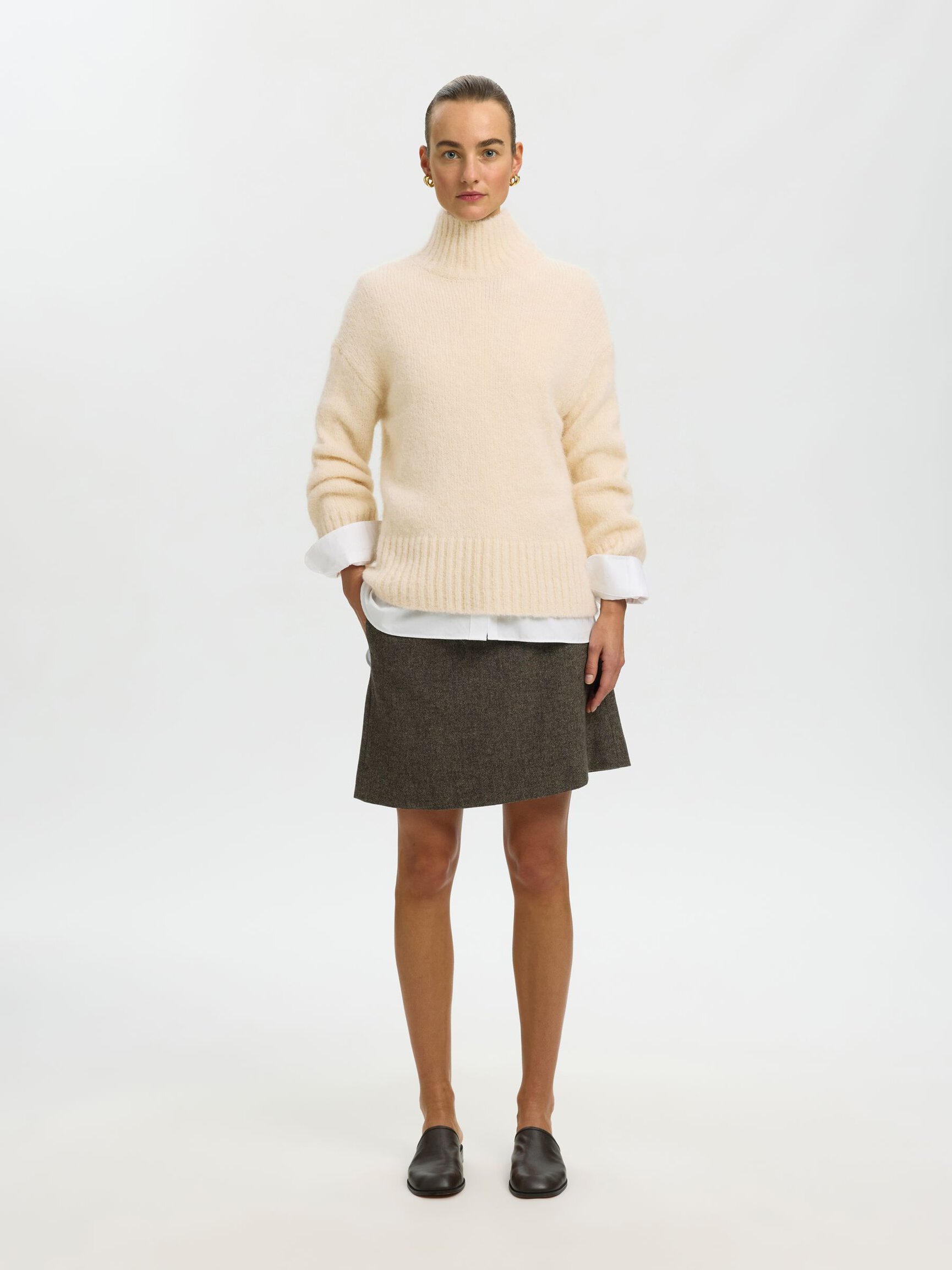 WOOL BLEND HIGH-NECK JUMPER
