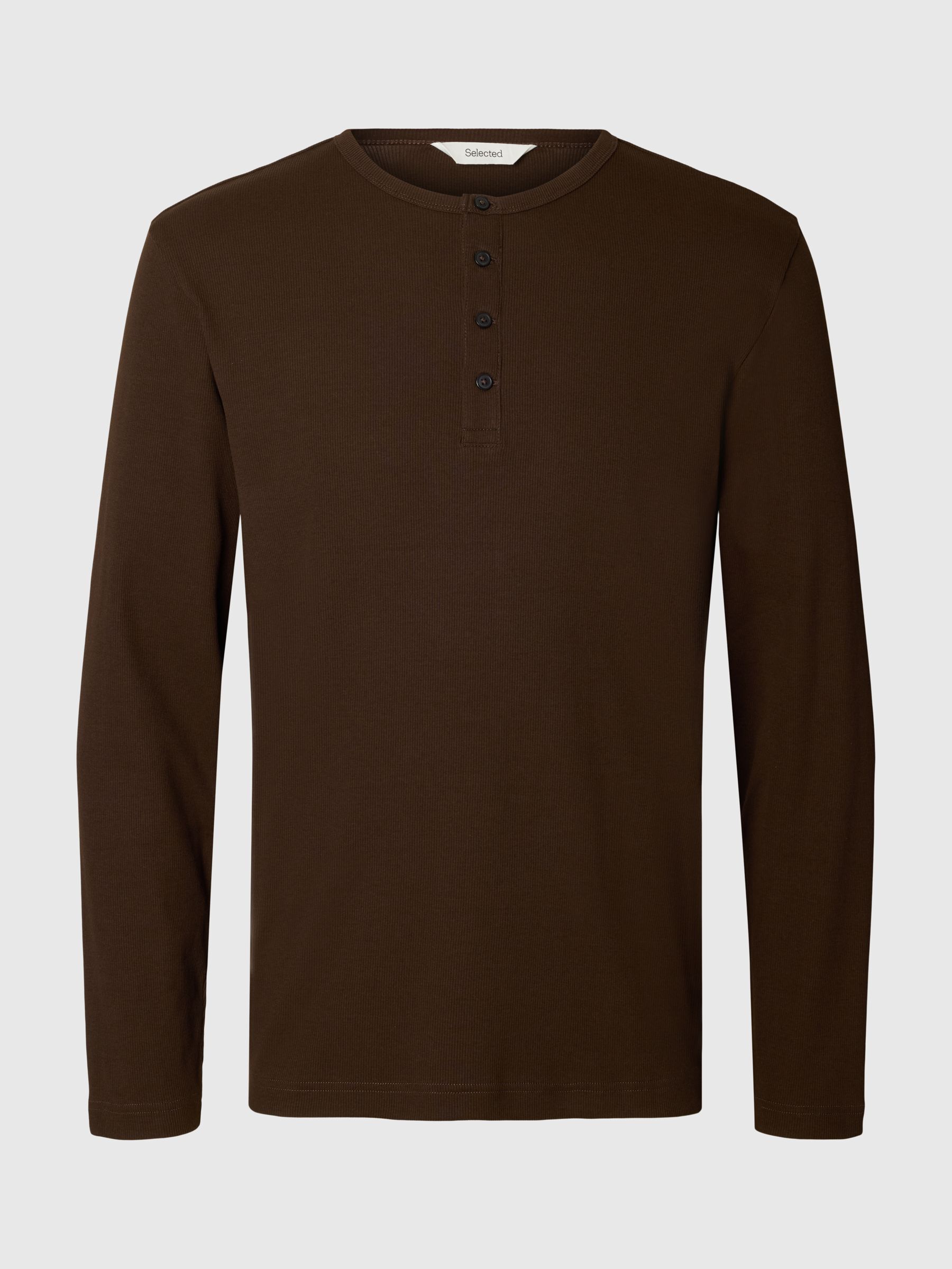 RIBBED BUTTON LONG-SLEEVED T-SHIRT
