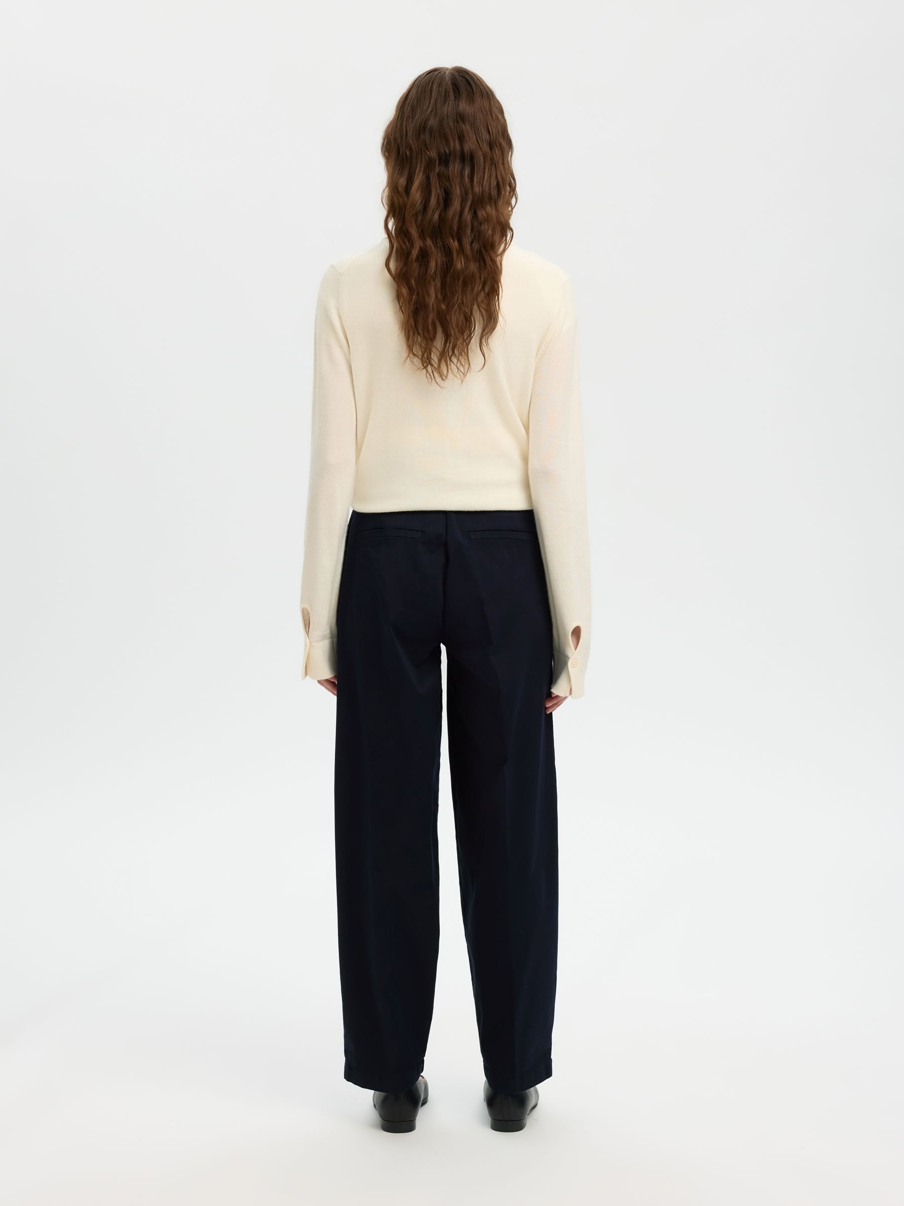 COTTON BLEND BARREL FIT TROUSERS