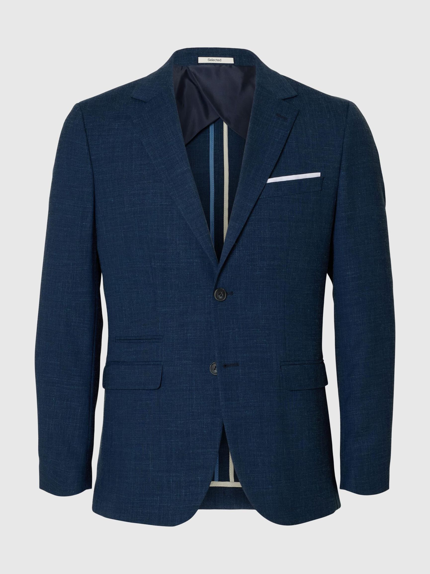 SLIM FIT SINGLE-BREASTED BLAZER, Dark Navy, highres