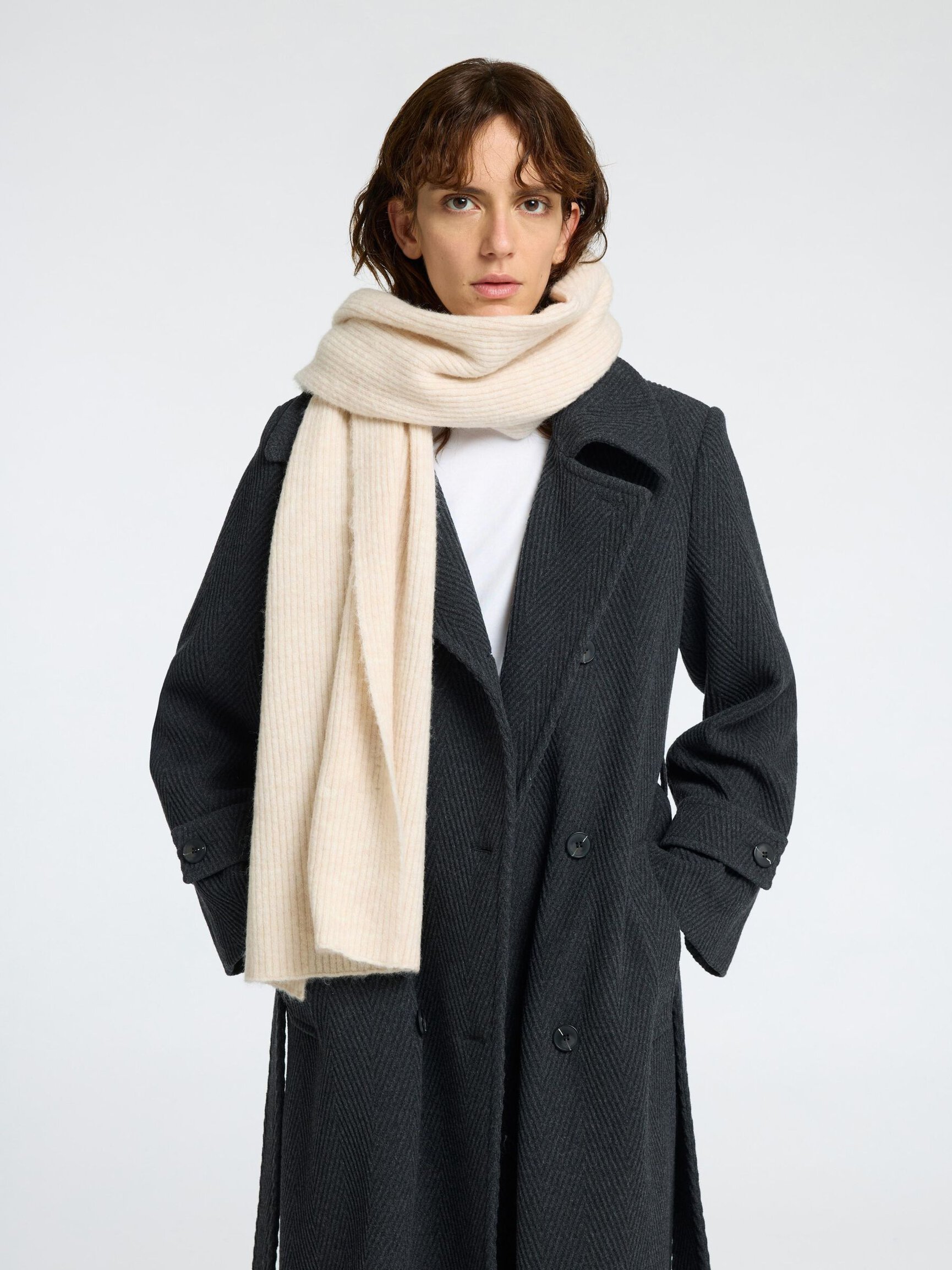 RIBBED WOOL BLEND SCARF