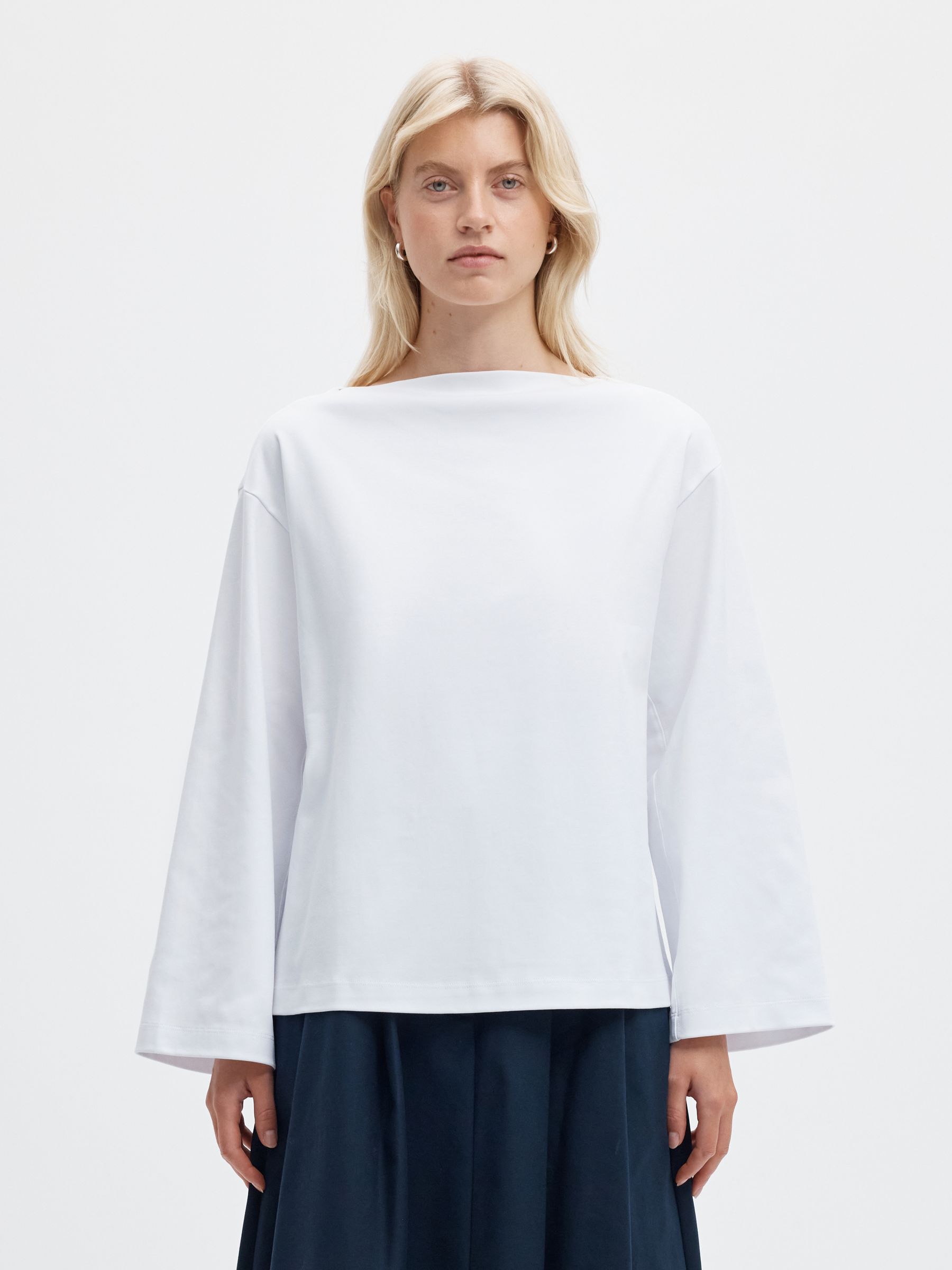 BOAT NECK COTTON LONG-SLEEVED T-SHIRT