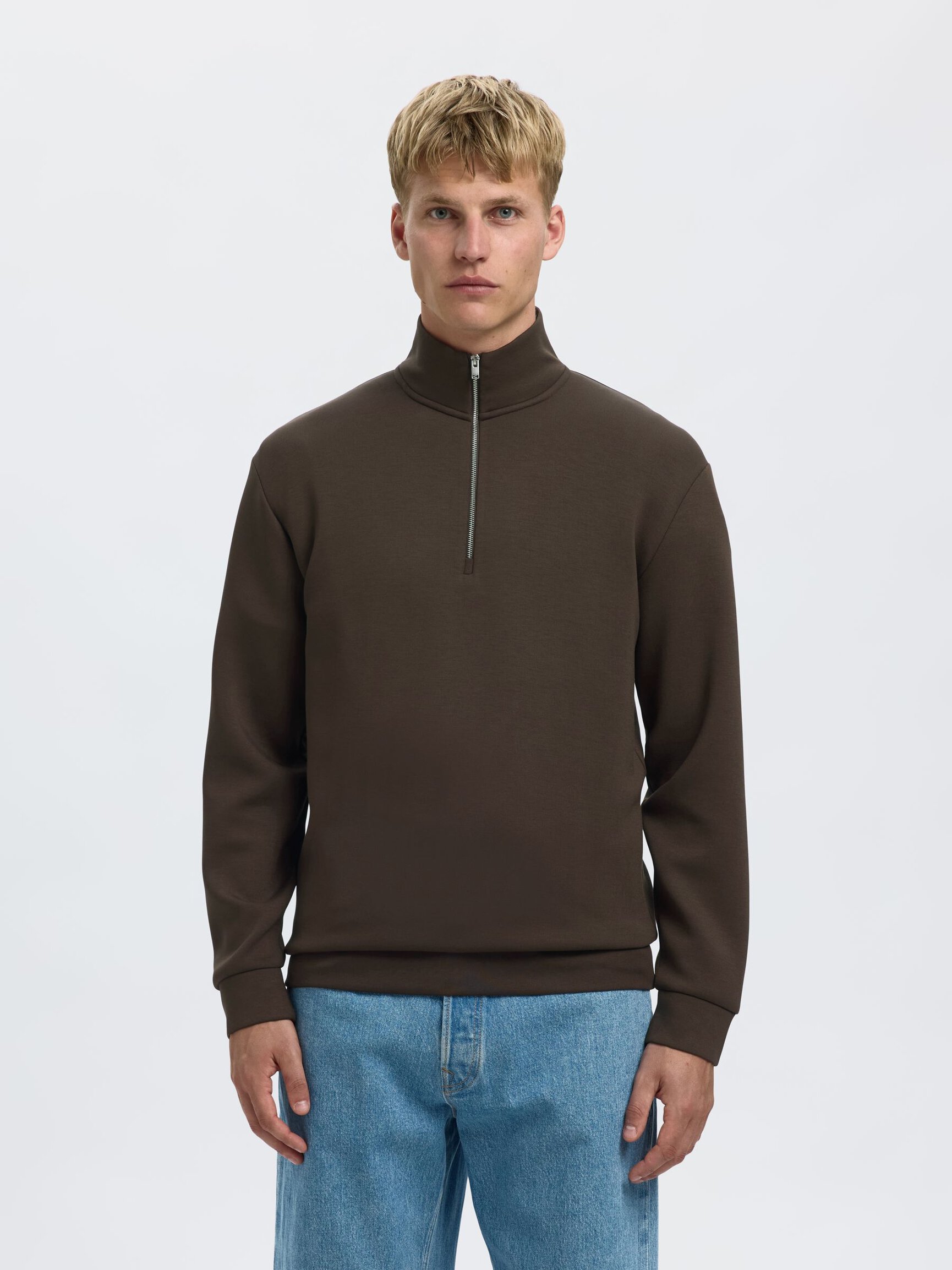 VISCOSE BLEND HALF ZIP SWEATSHIRT