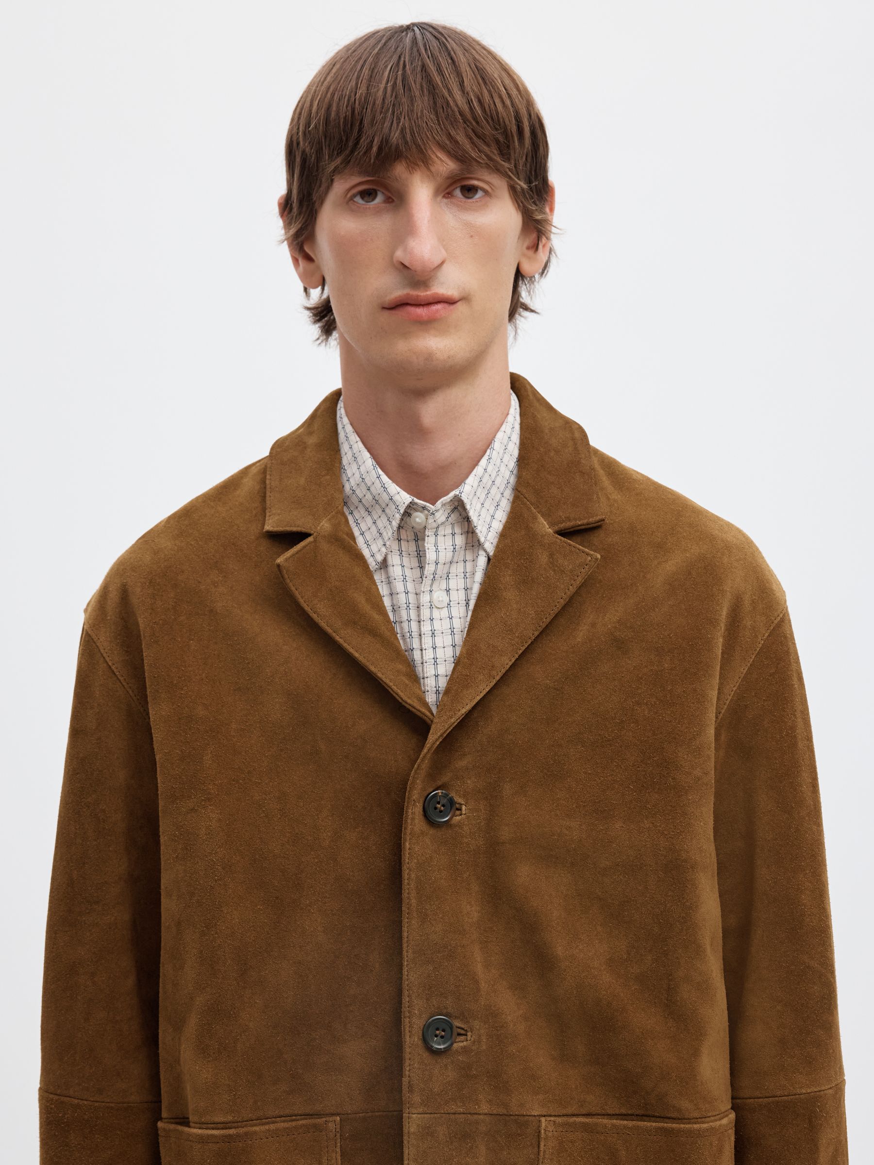 GAMUZA SOLAPAS CON MUESCAS CHAQUETA DE PIEL
