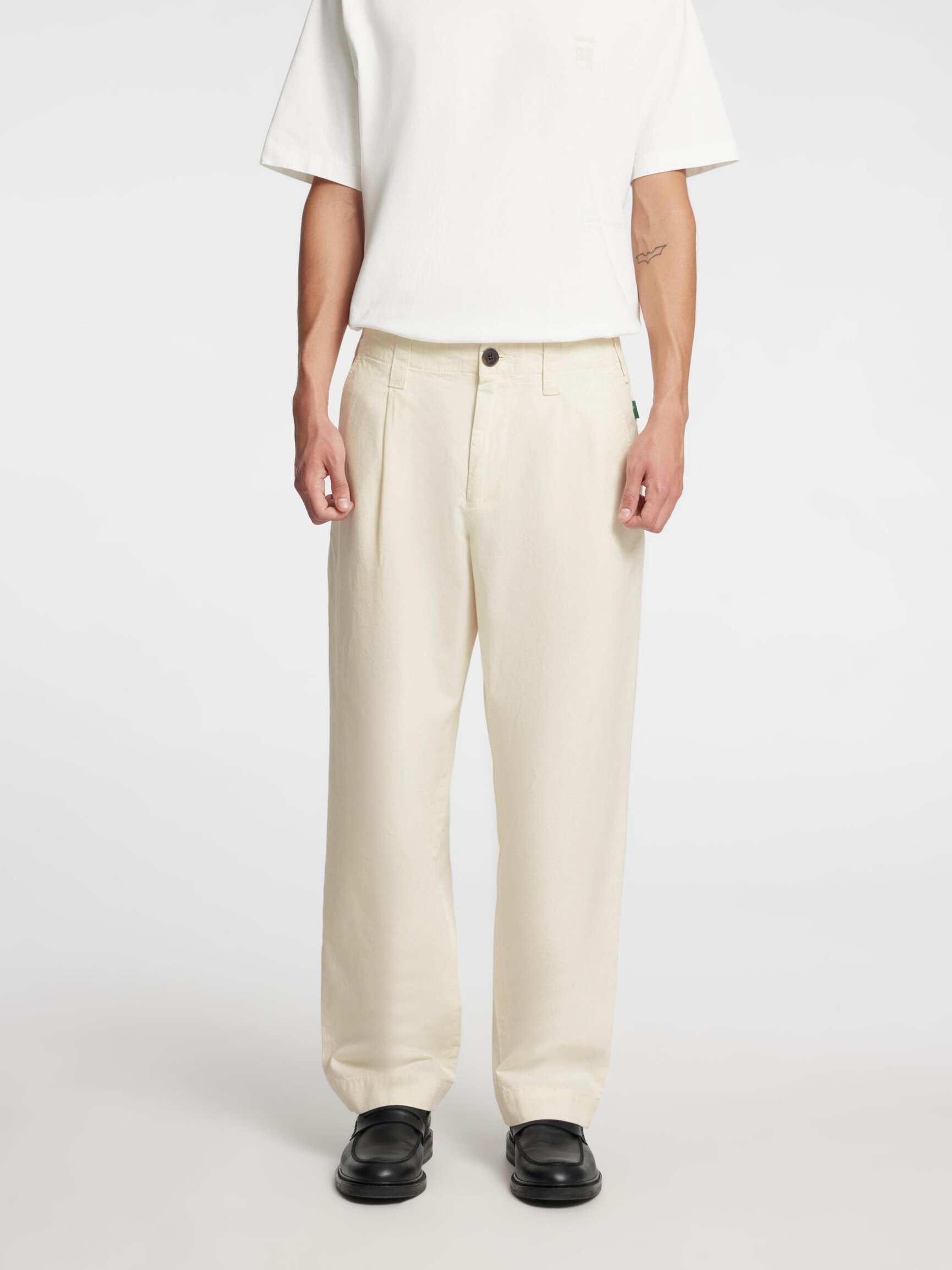 COTTON BLEND LOOSE-FIT TROUSERS