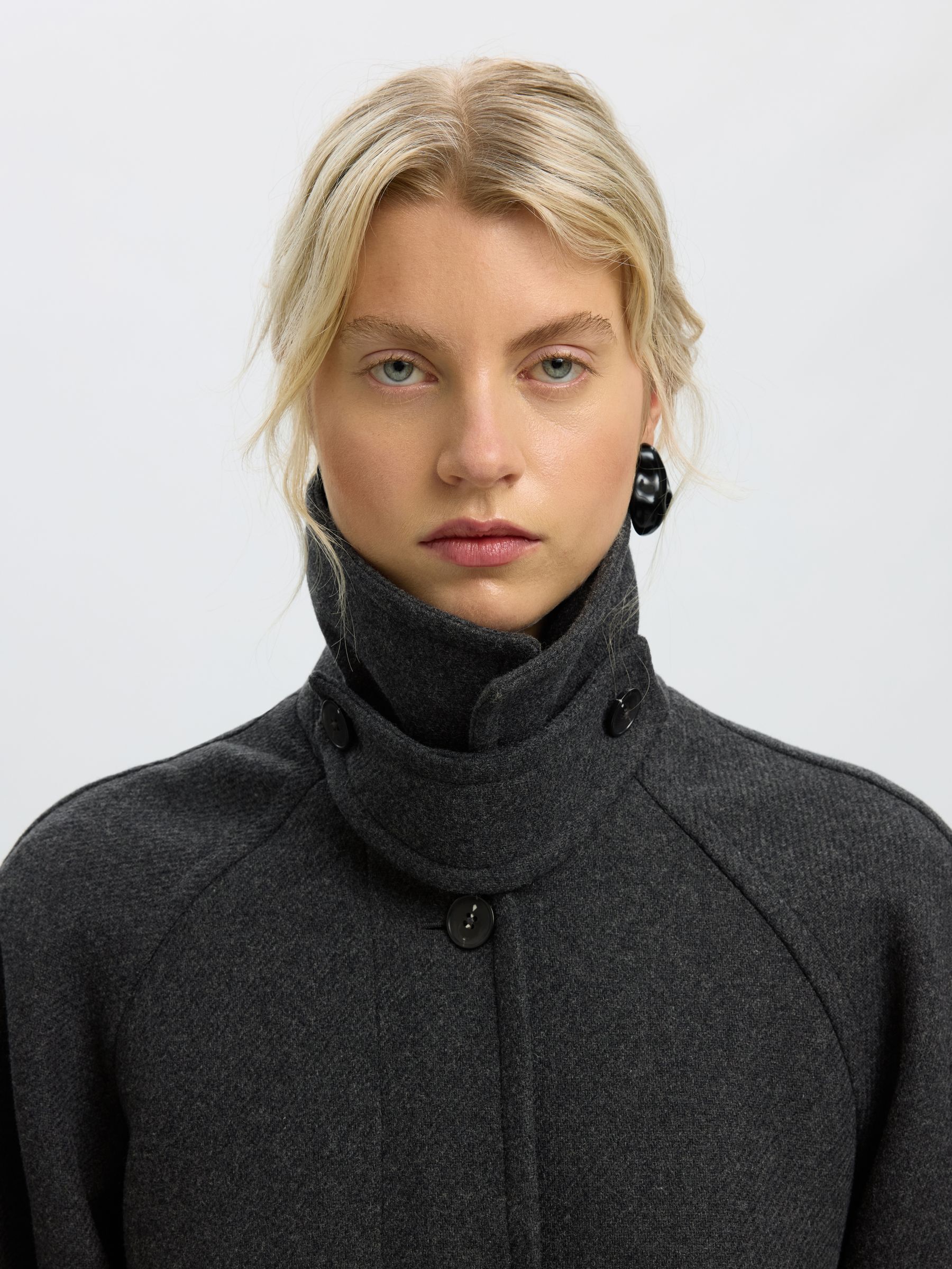 LAINE MÉLANGÉE LONG MANTEAU