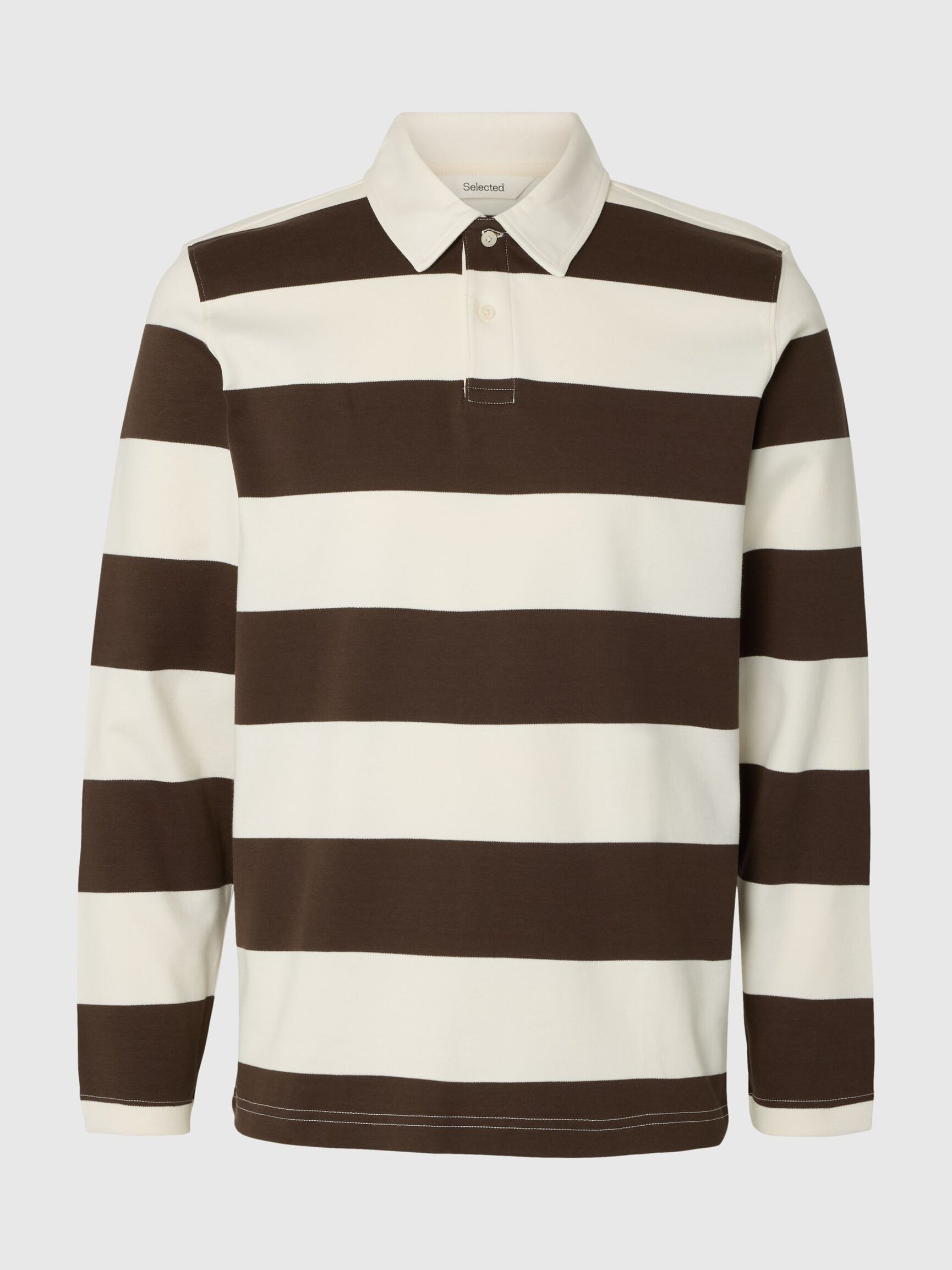 STRIPED COTTON LONG-SLEEVED POLO