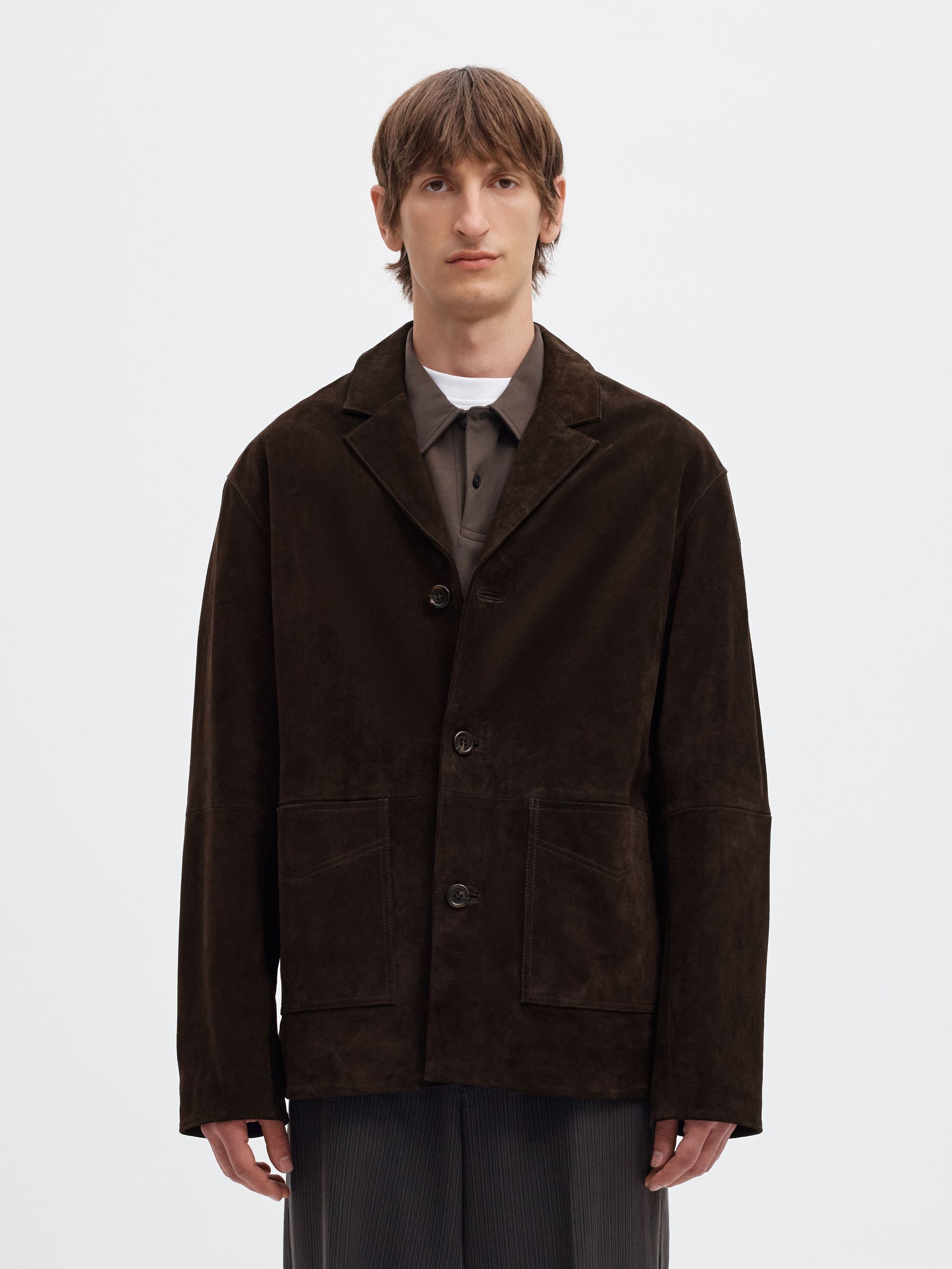 SUEDE NOTCH LAPEL LEATHER JACKET