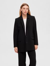 LANGER RELAXED FIT EINREIHIGER BLAZER, Black, highres