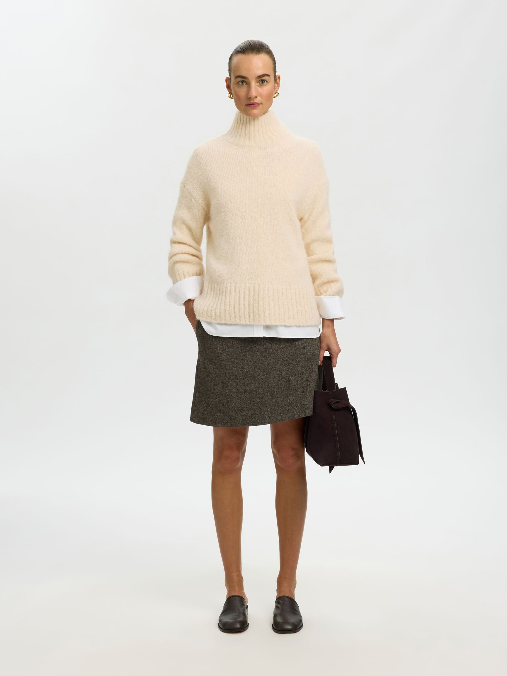 WOOL BLEND HIGH-NECK JUMPER