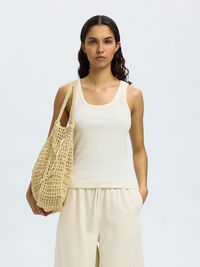 RIBBED COTTON TANK TOP, Snow White, highres
