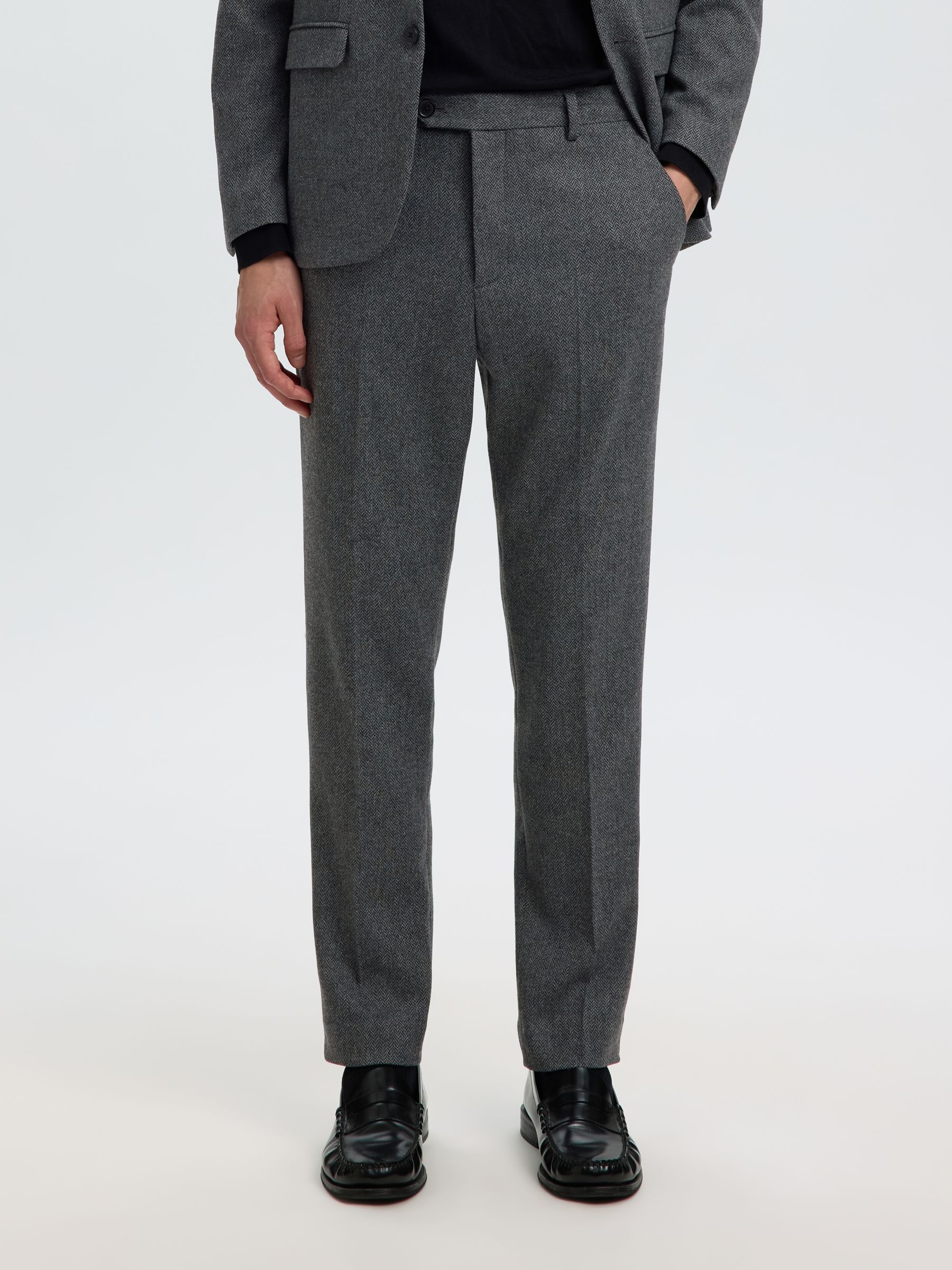CHECKED WOOL BLEND TROUSERS