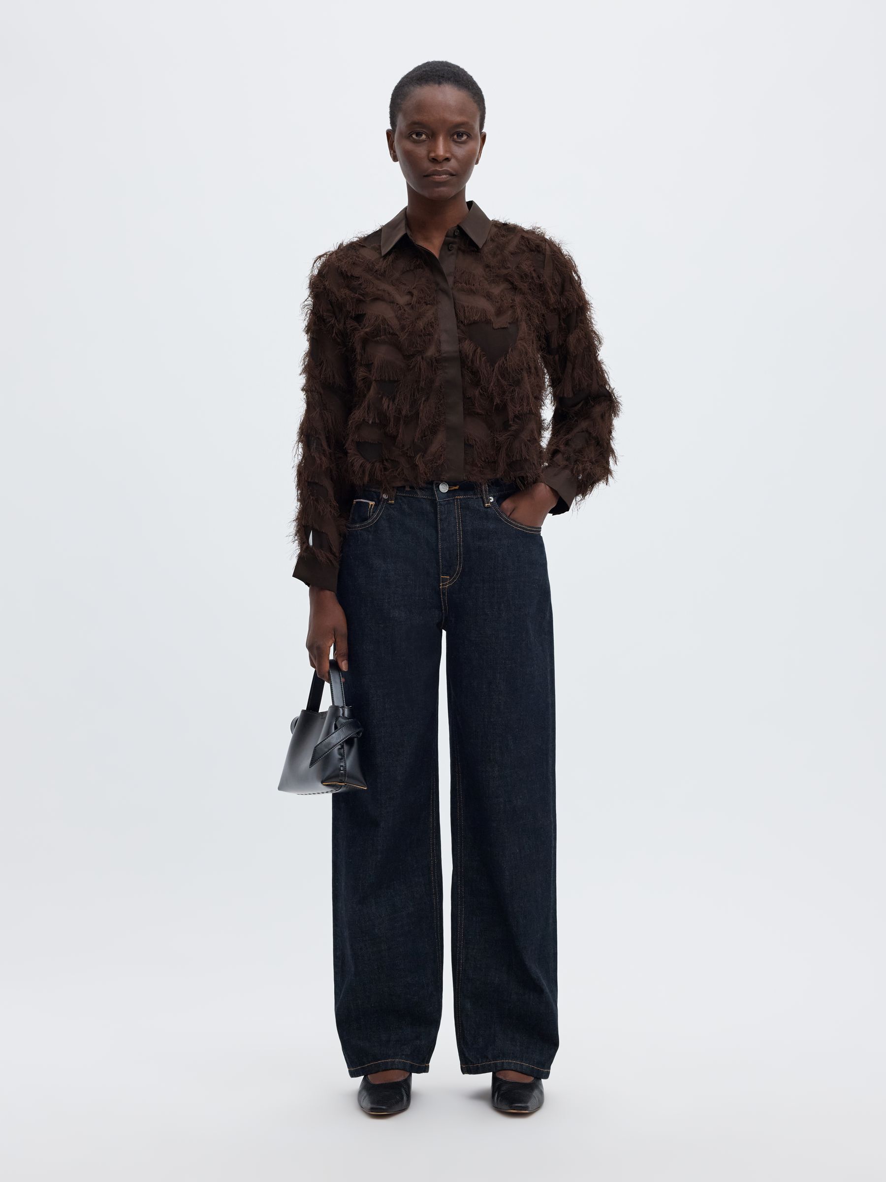 TEJIDO TEXTURIZADO CAMISA DE CORTE CROPPED