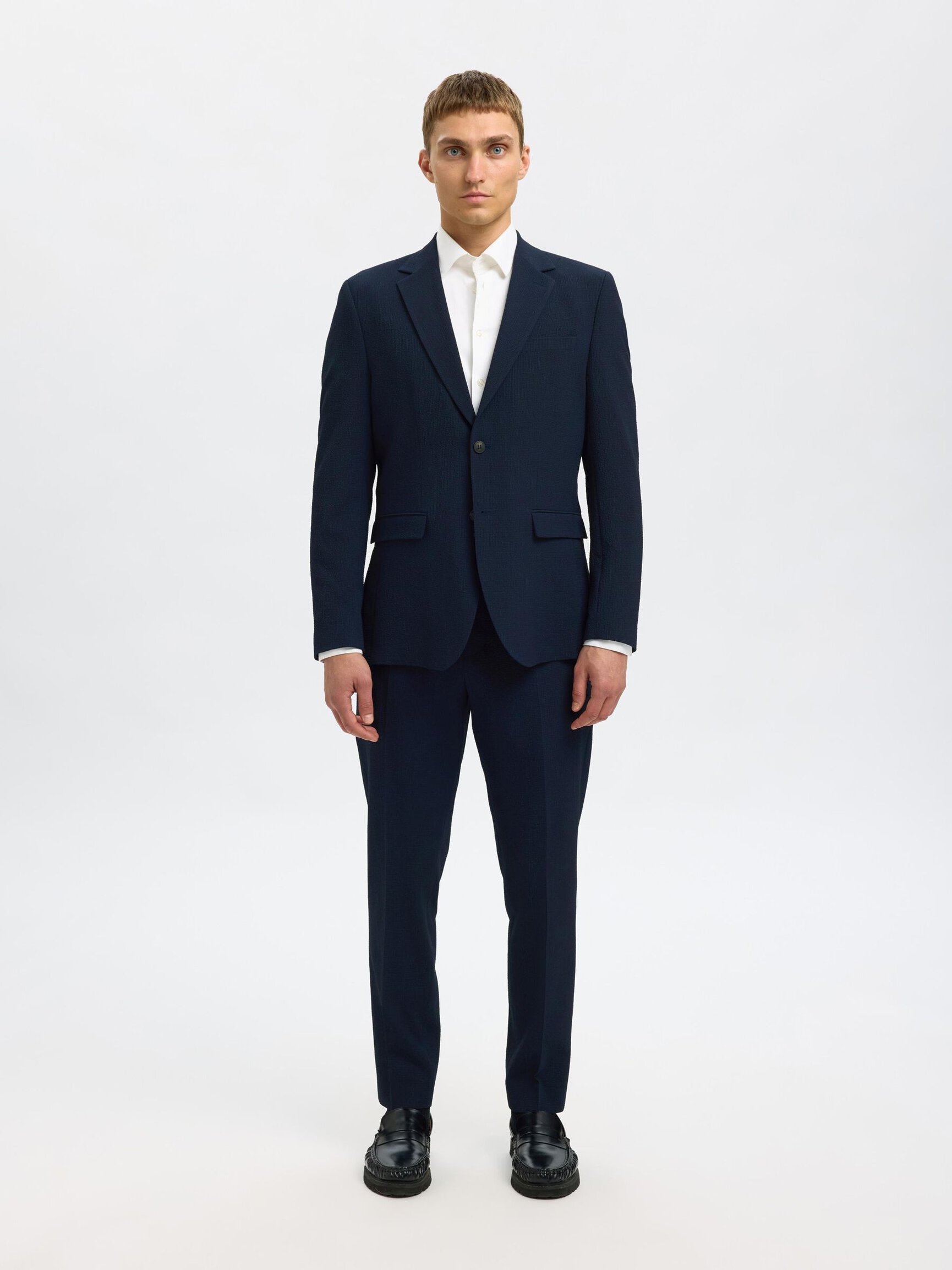 SLIM FIT SEERSUCKER SUIT TROUSERS