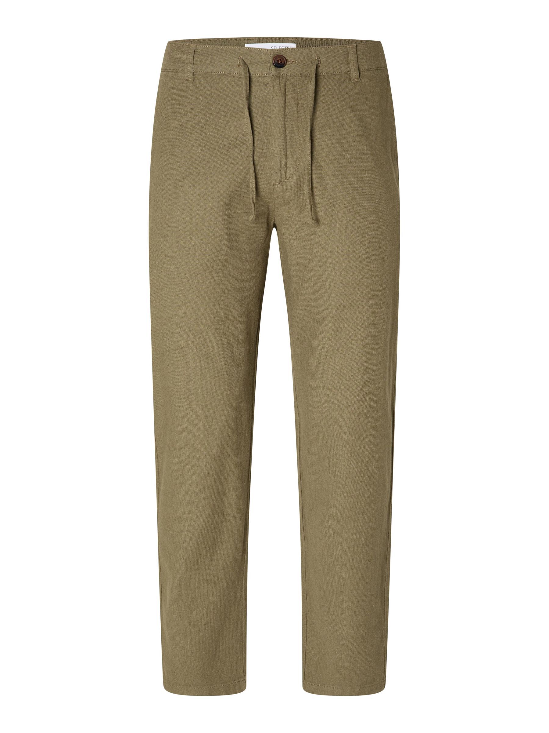 SLIM TAPERED LINEN BLEND TROUSERS
