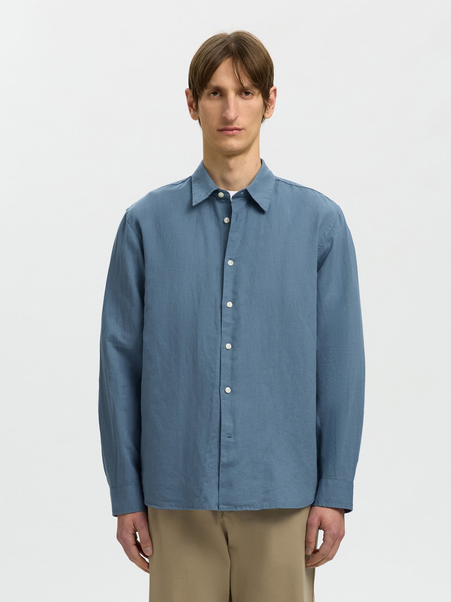 REGULAR FIT SKJORTE I HØRBLANDING