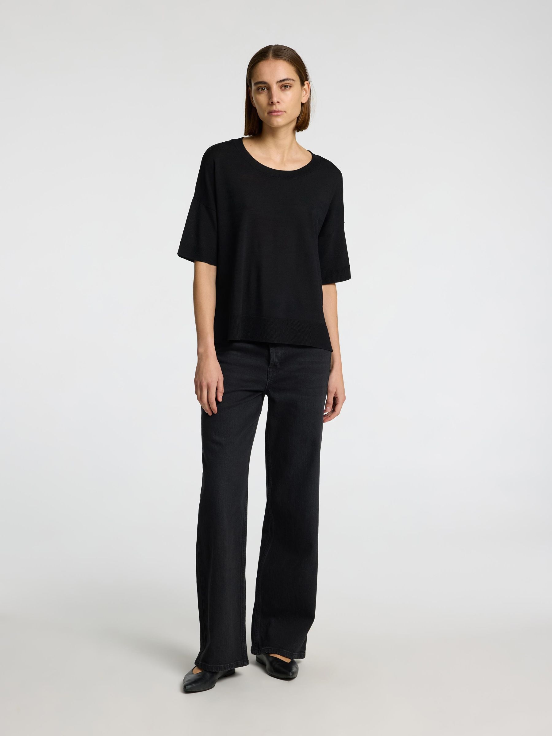VISCOSE BLEND LOOSE  T-SHIRT