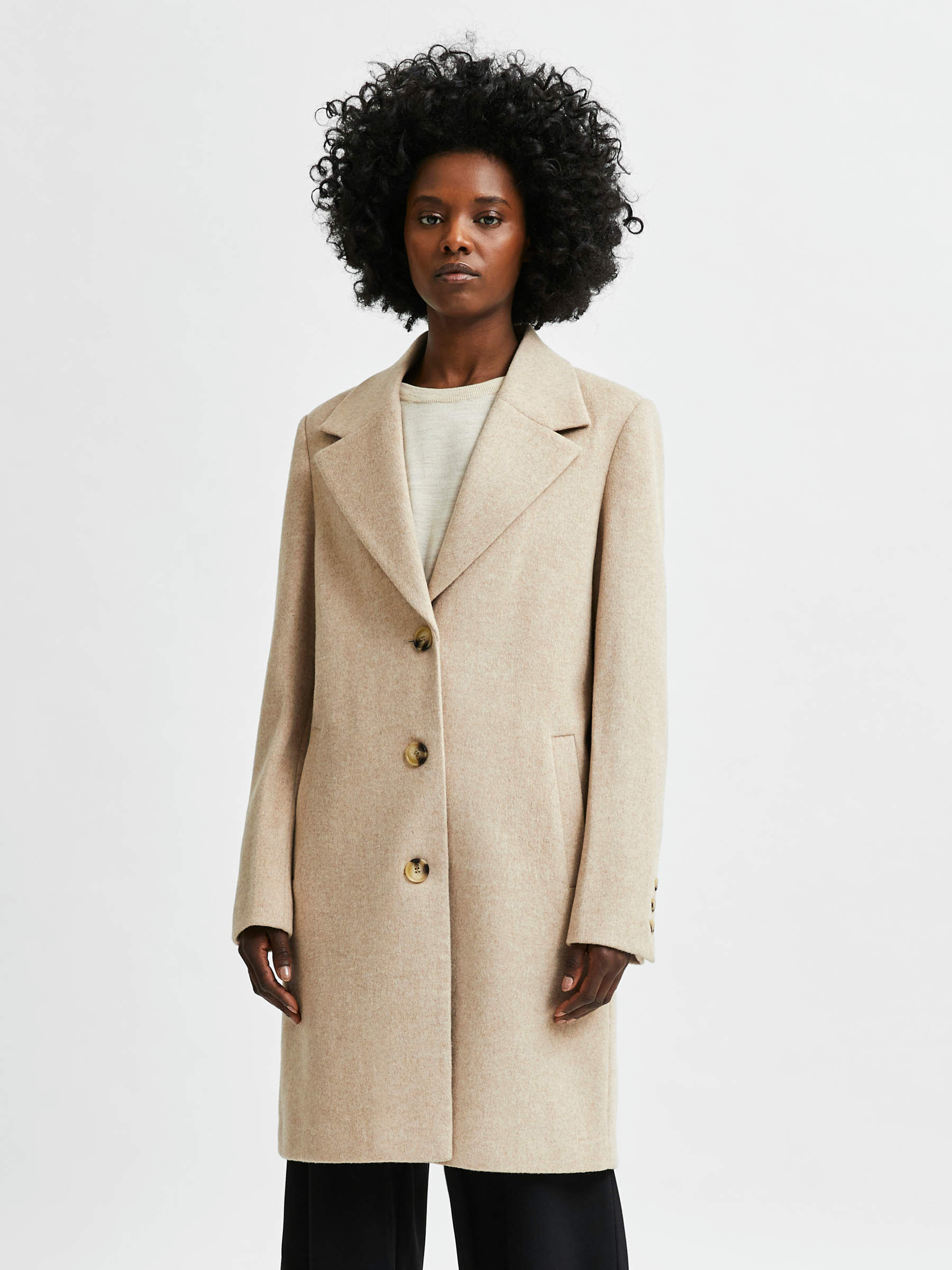 SINGLE-BREASTED COAT | Black | Selected