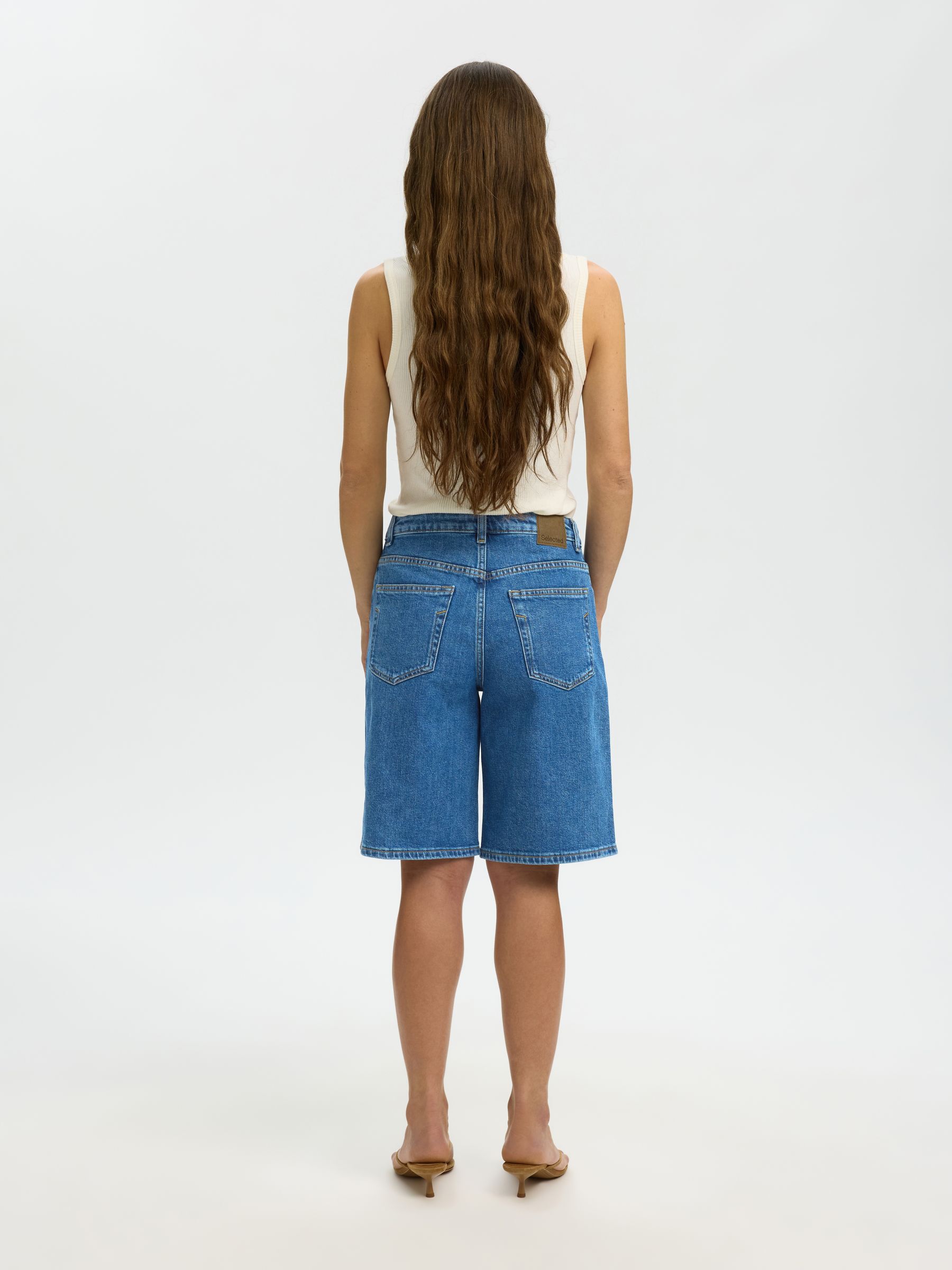 MID WASH DENIM SHORTS