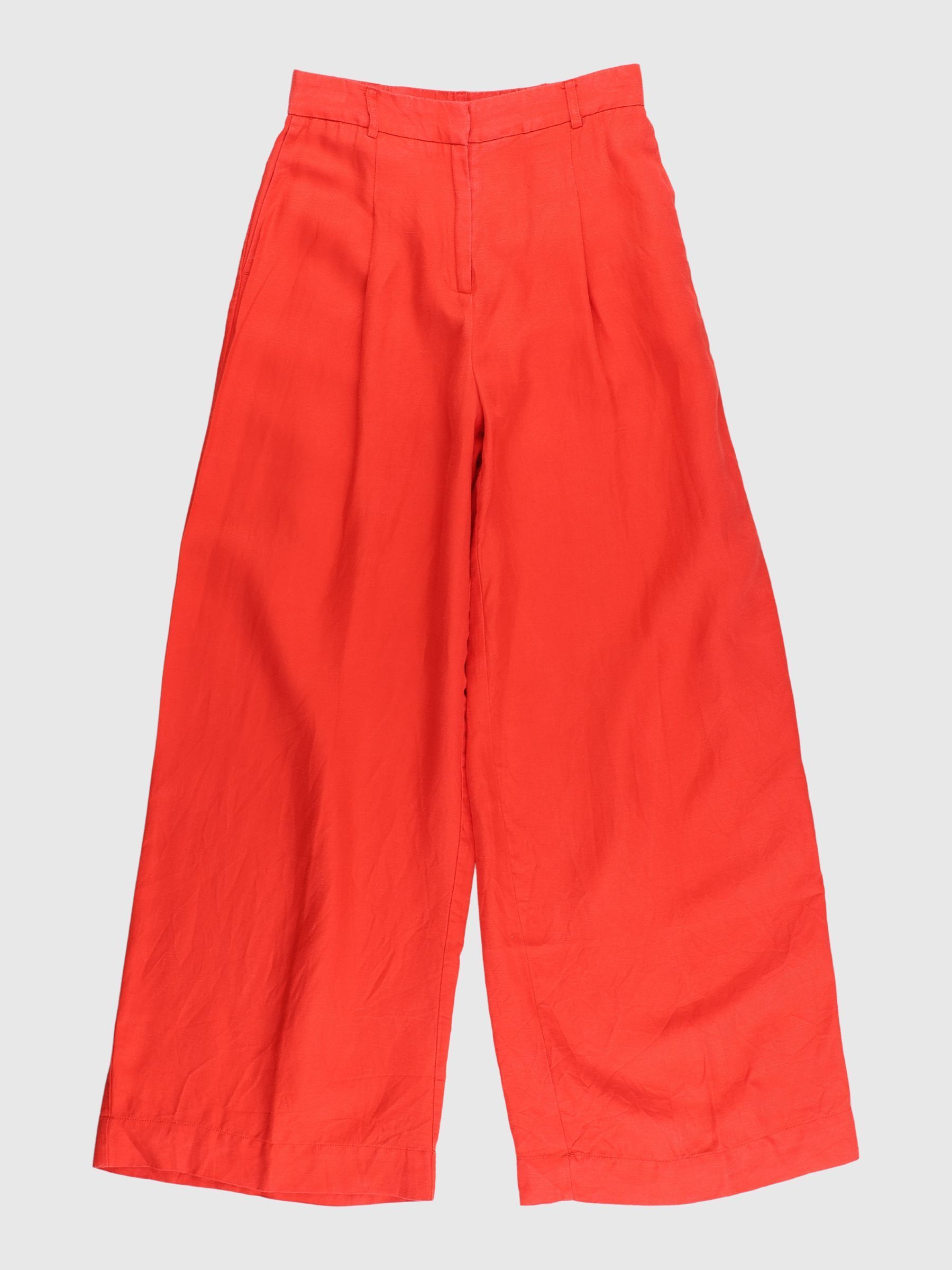 LINEN BLEND WIDE-LEG TROUSERS