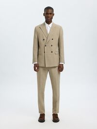 SLIM FIT DOUBLE-BREASTED BLAZER, Sand, highres