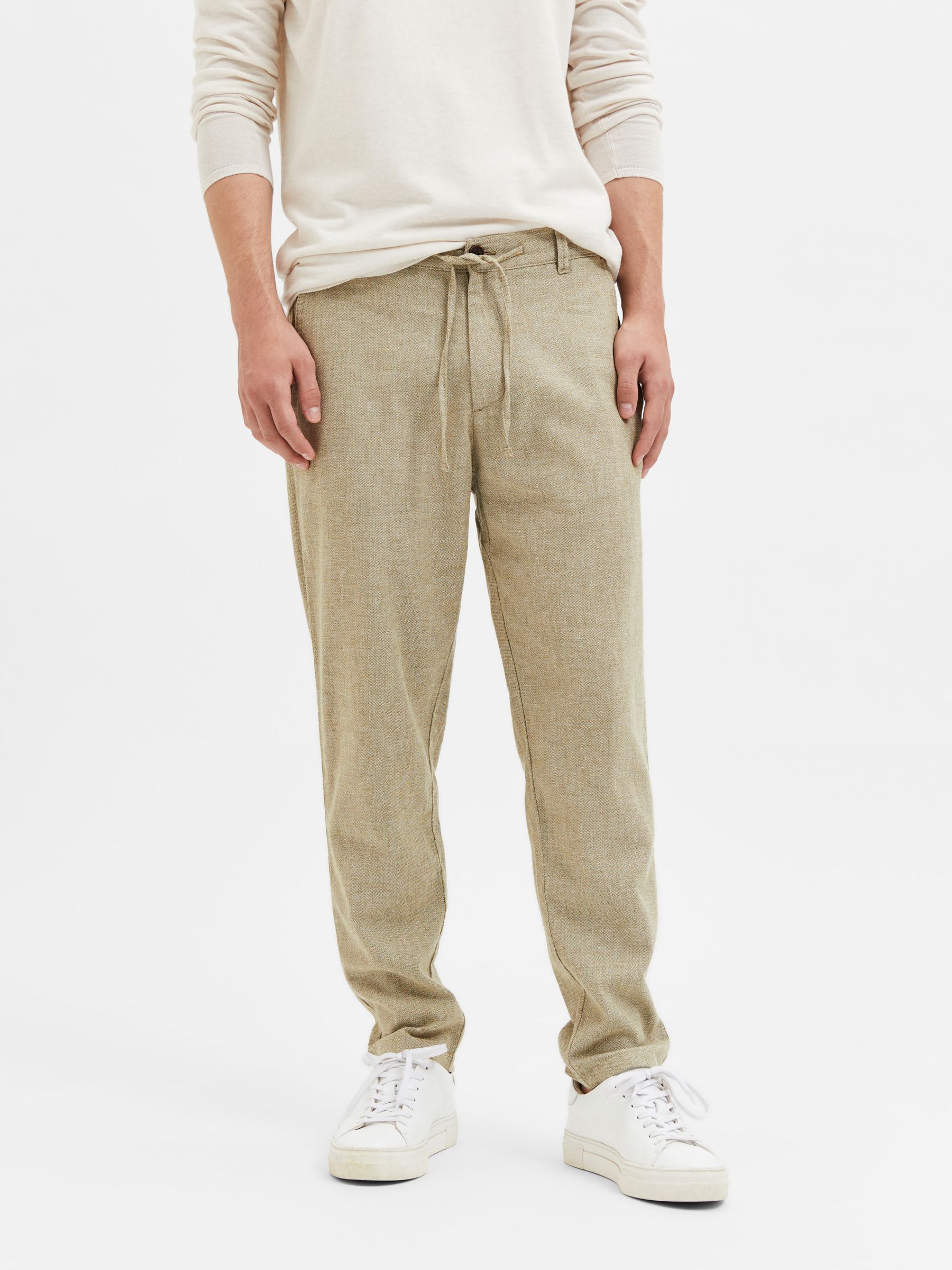 SLIM TAPERED LINEN BLEND TROUSERS