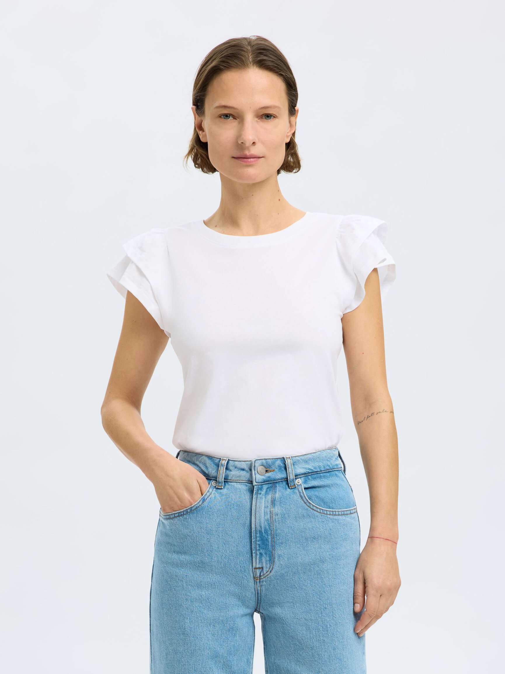 EN COTON À VOLANTS T-SHIRT