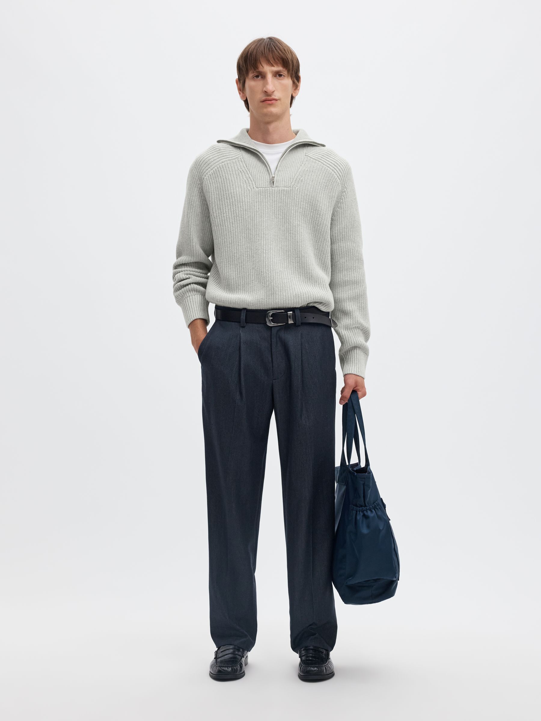 RIBBED ORGANIC COTTON HALF-ZIP JUMPER