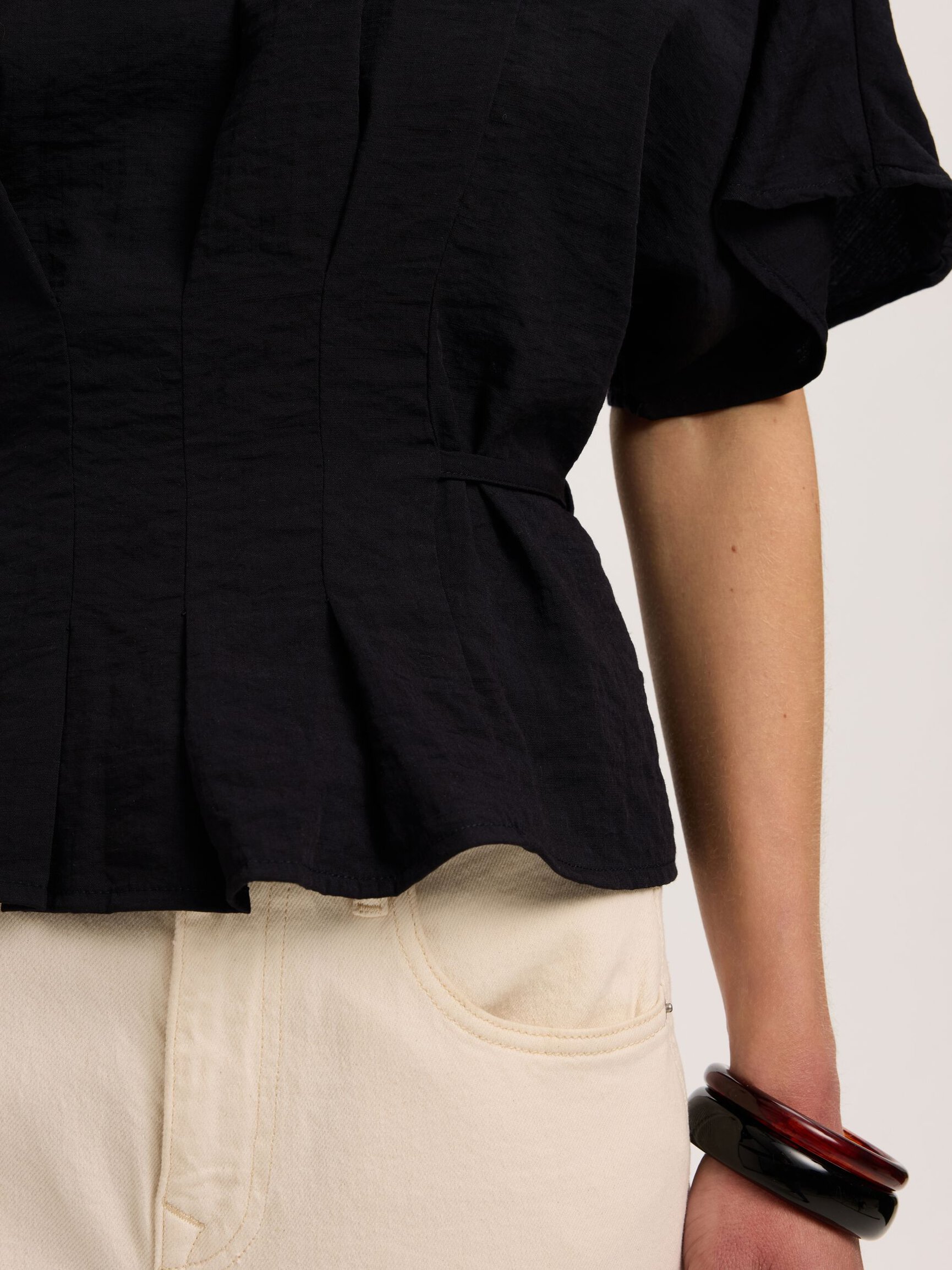 VISCOSE BLEND PLEATED BLOUSE