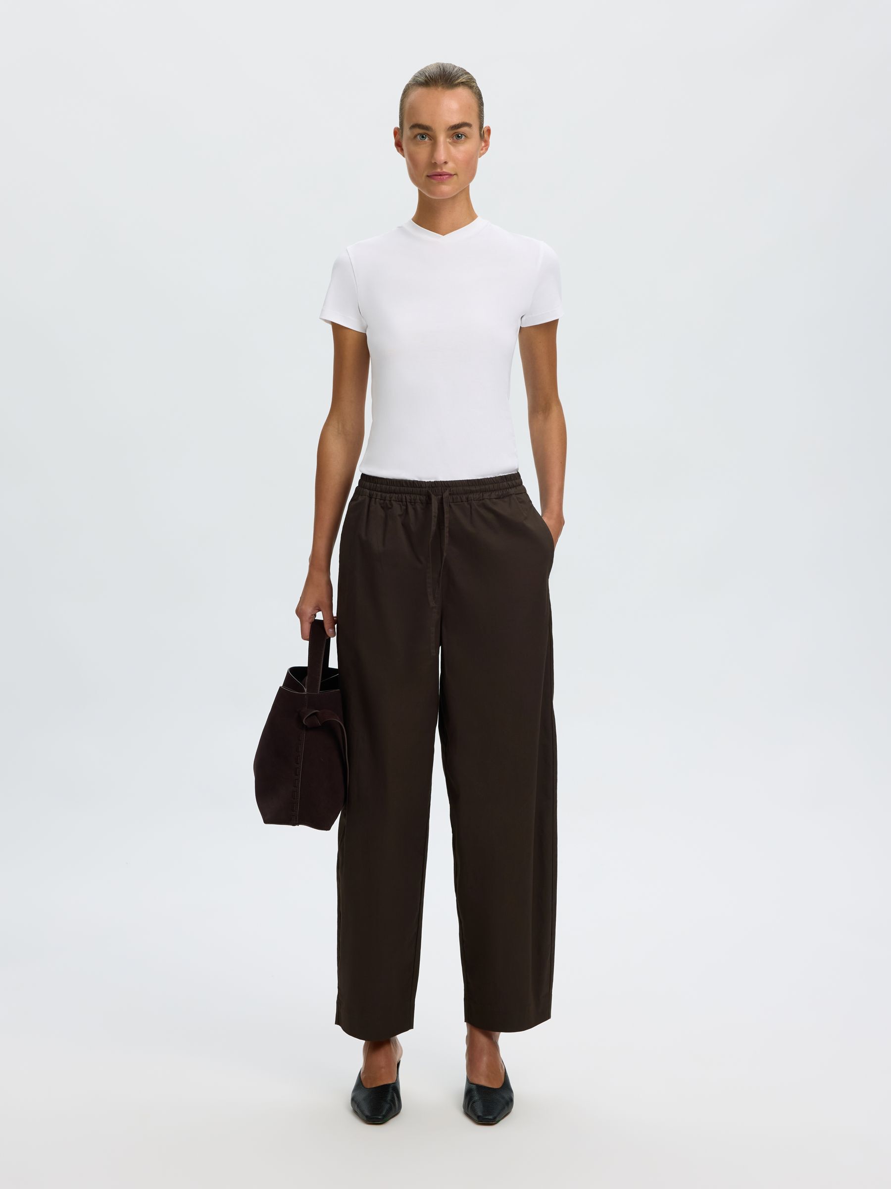 COTTON BLEND BARREL FIT TROUSERS