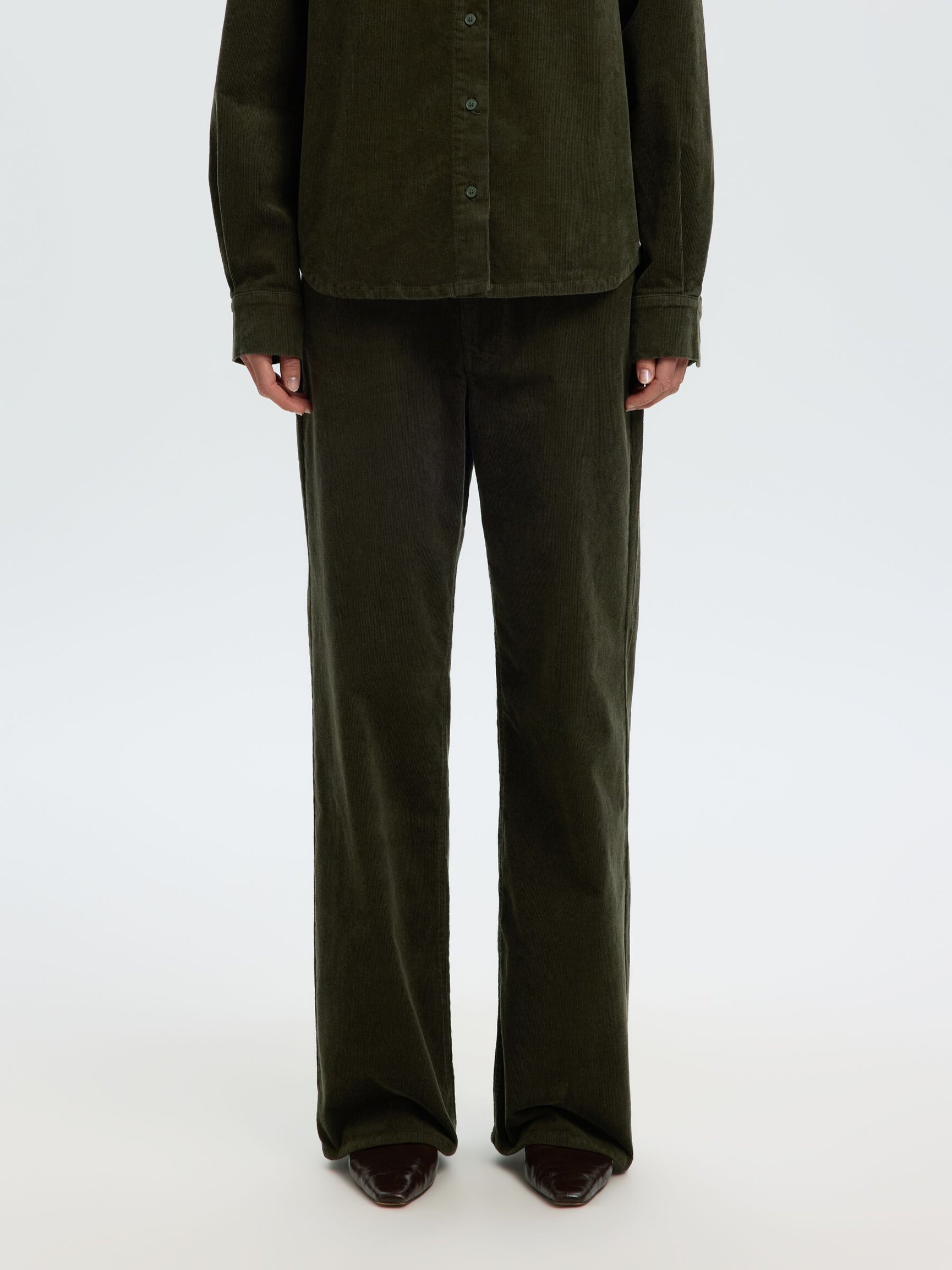 WIDE FIT CORDUROY TROUSERS