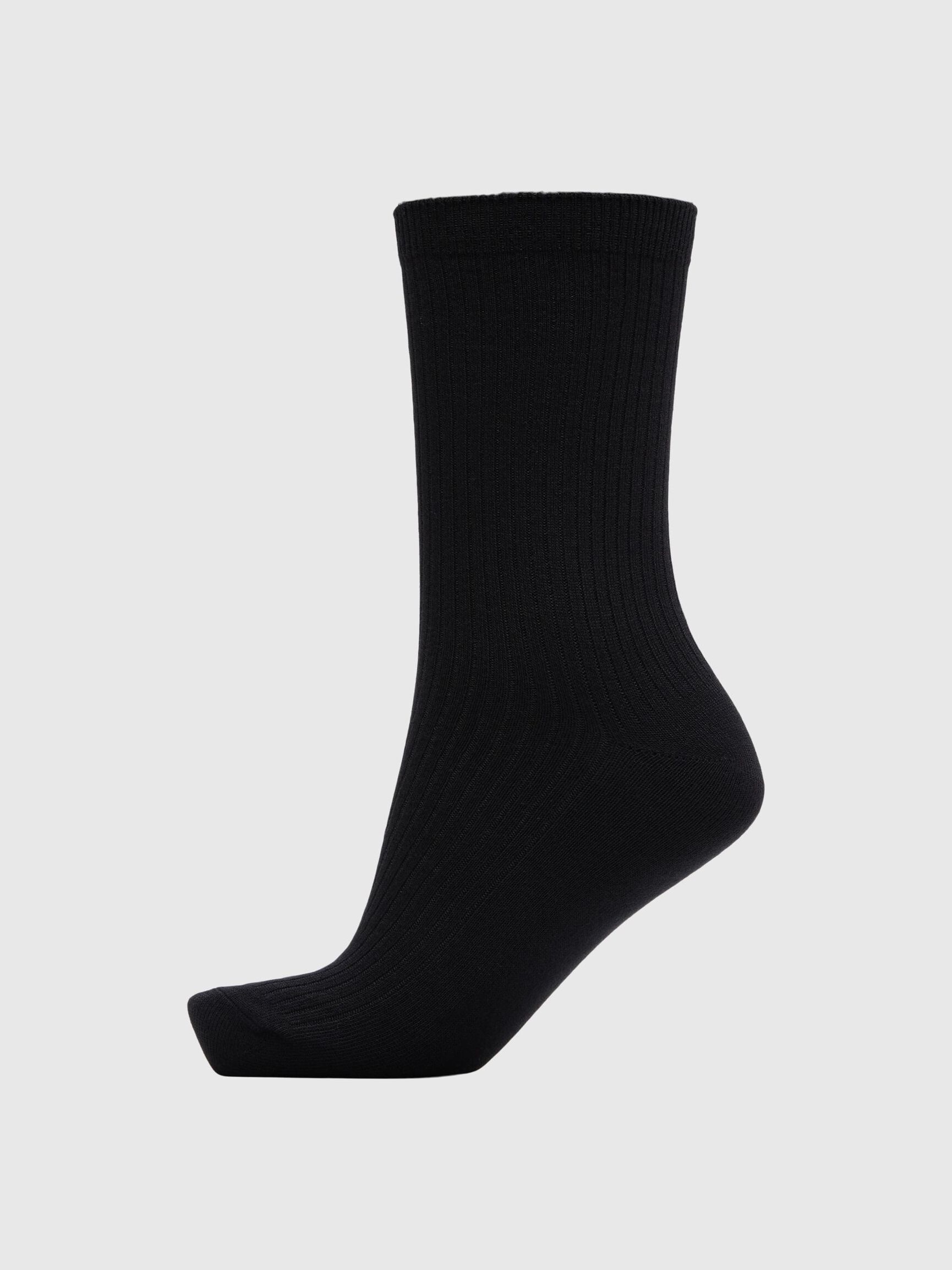 BASIC RIBBED SOCKS, Black, highres