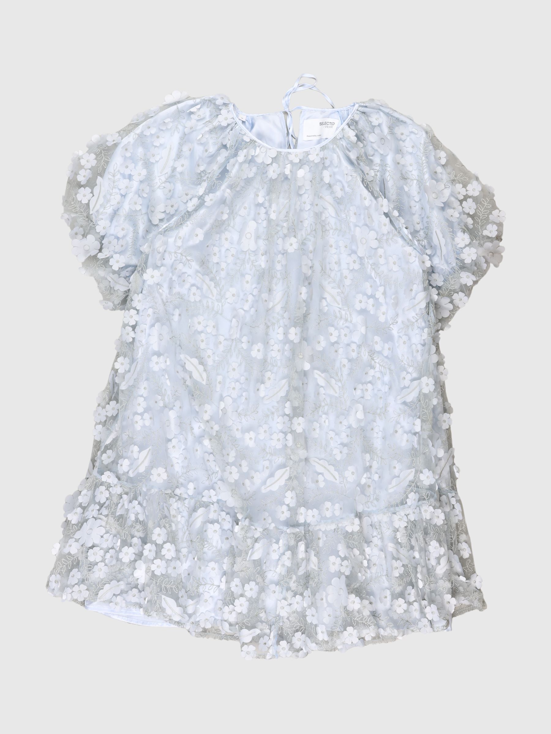 3D FLORAL TEXTURED MINI DRESS