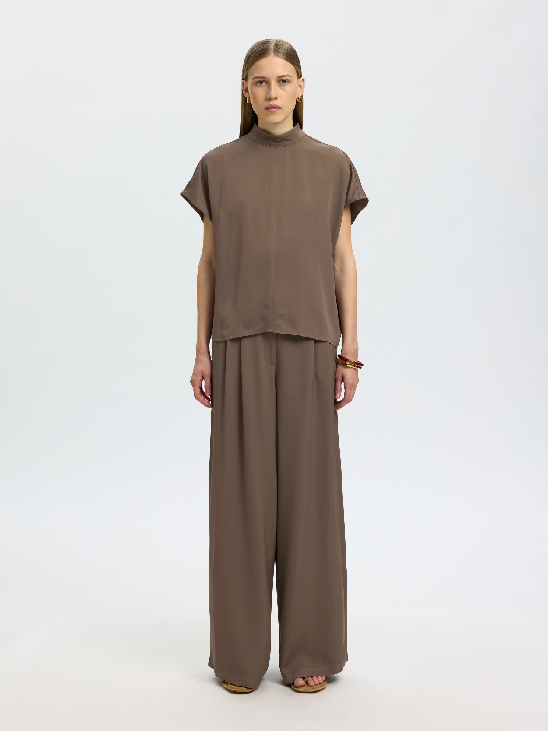 VISCOSE WIDE-LEG TROUSERS