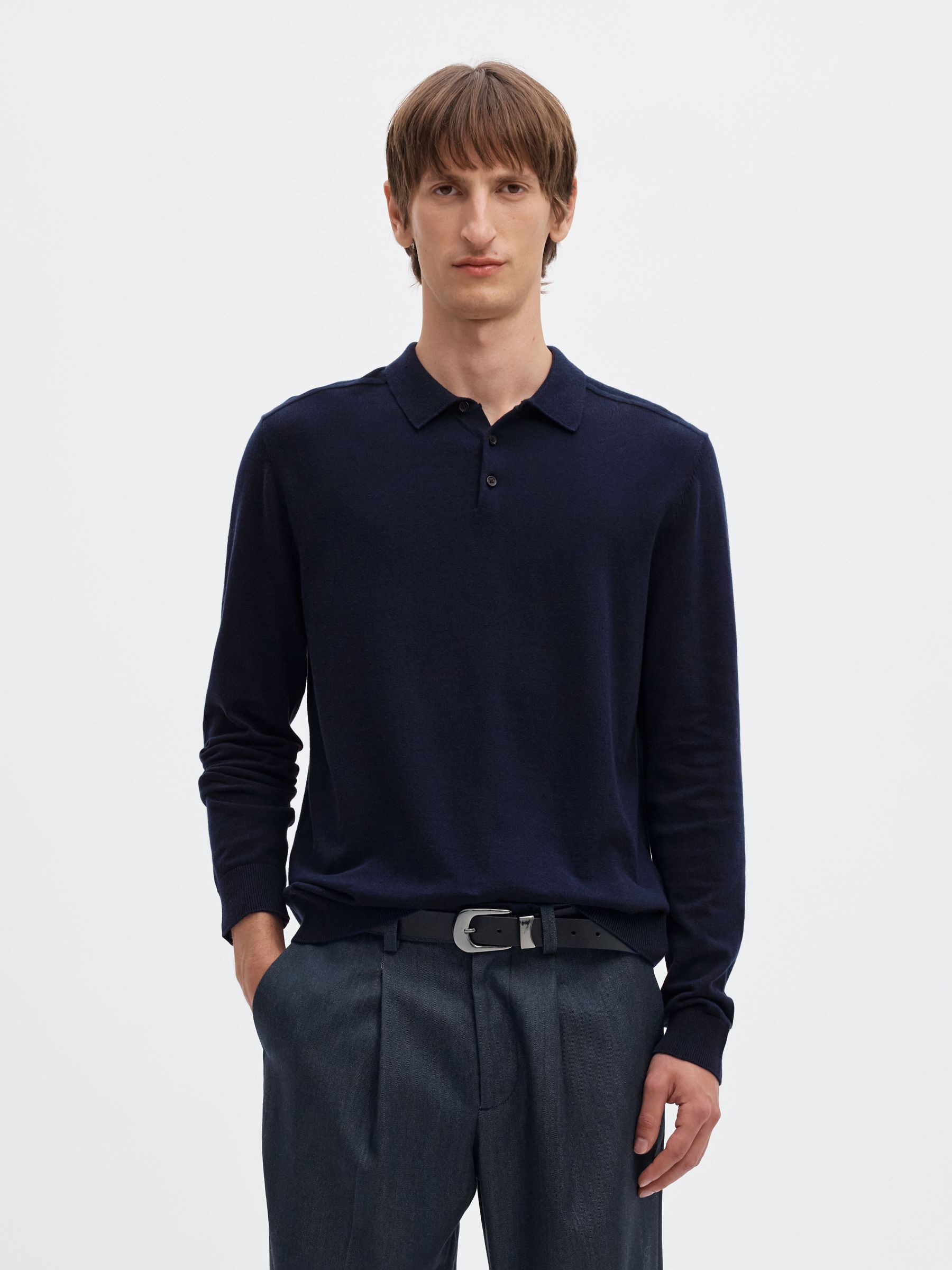 KNITTED LONG-SLEEVED POLO SHIRT