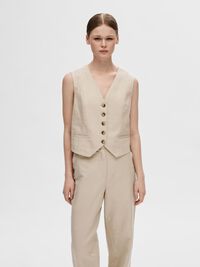 TAILORED LEINENMIX WESTE, Humus, highres