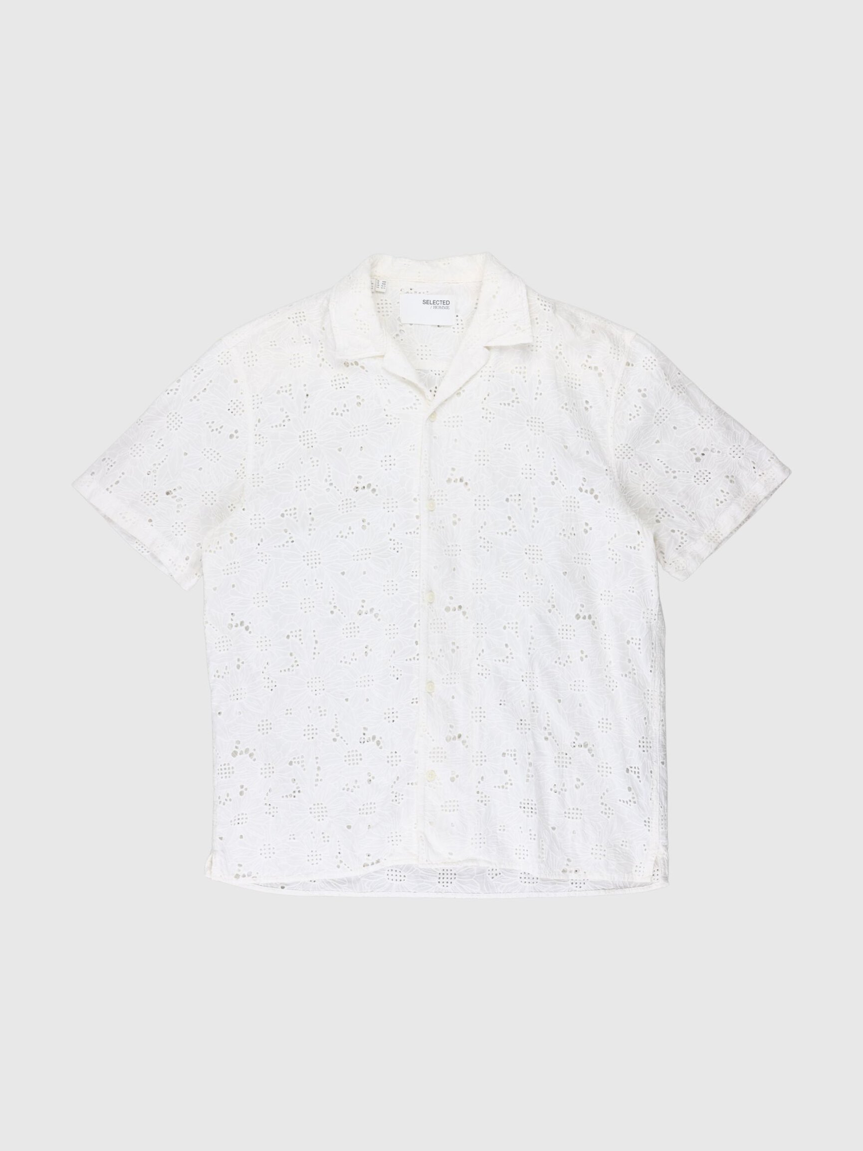 BRODERIE ANGLAISE OVERHEMD MET KORTE MOUWEN
