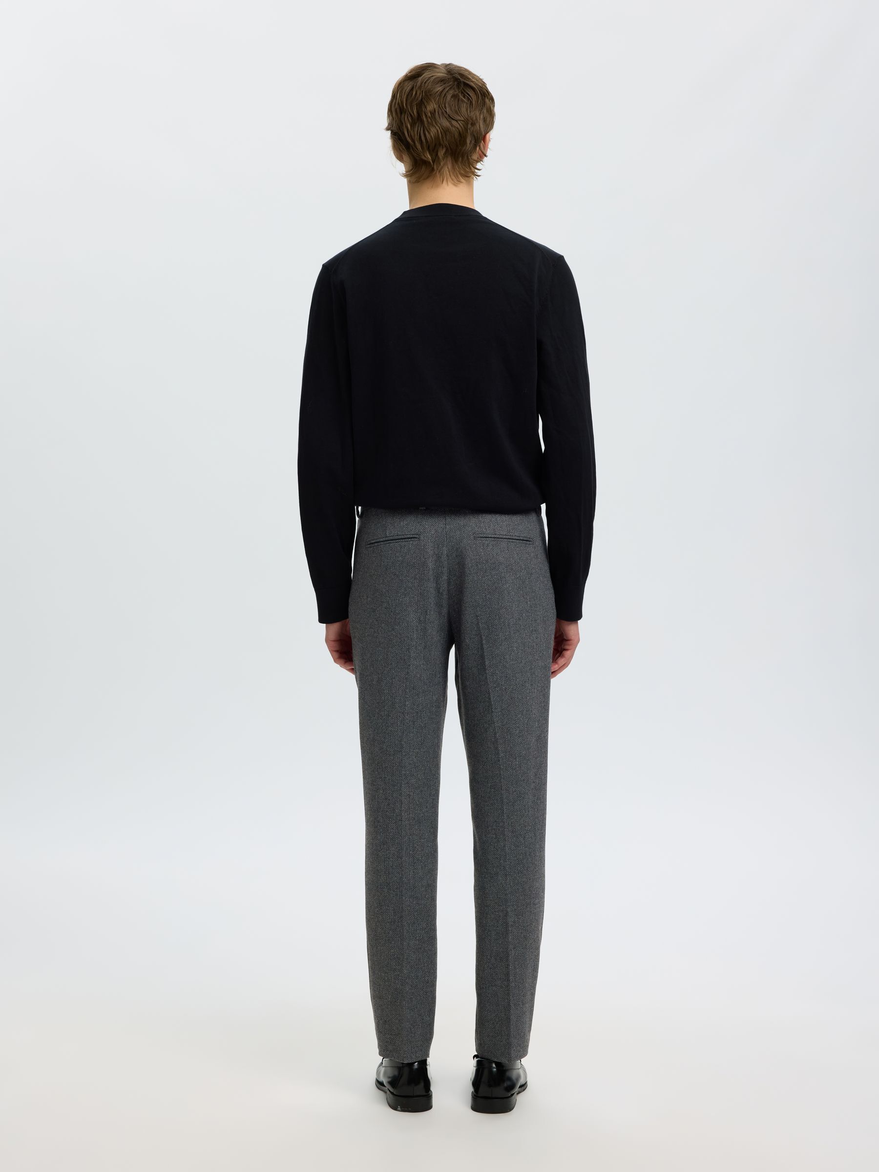 CHECKED WOOL BLEND TROUSERS