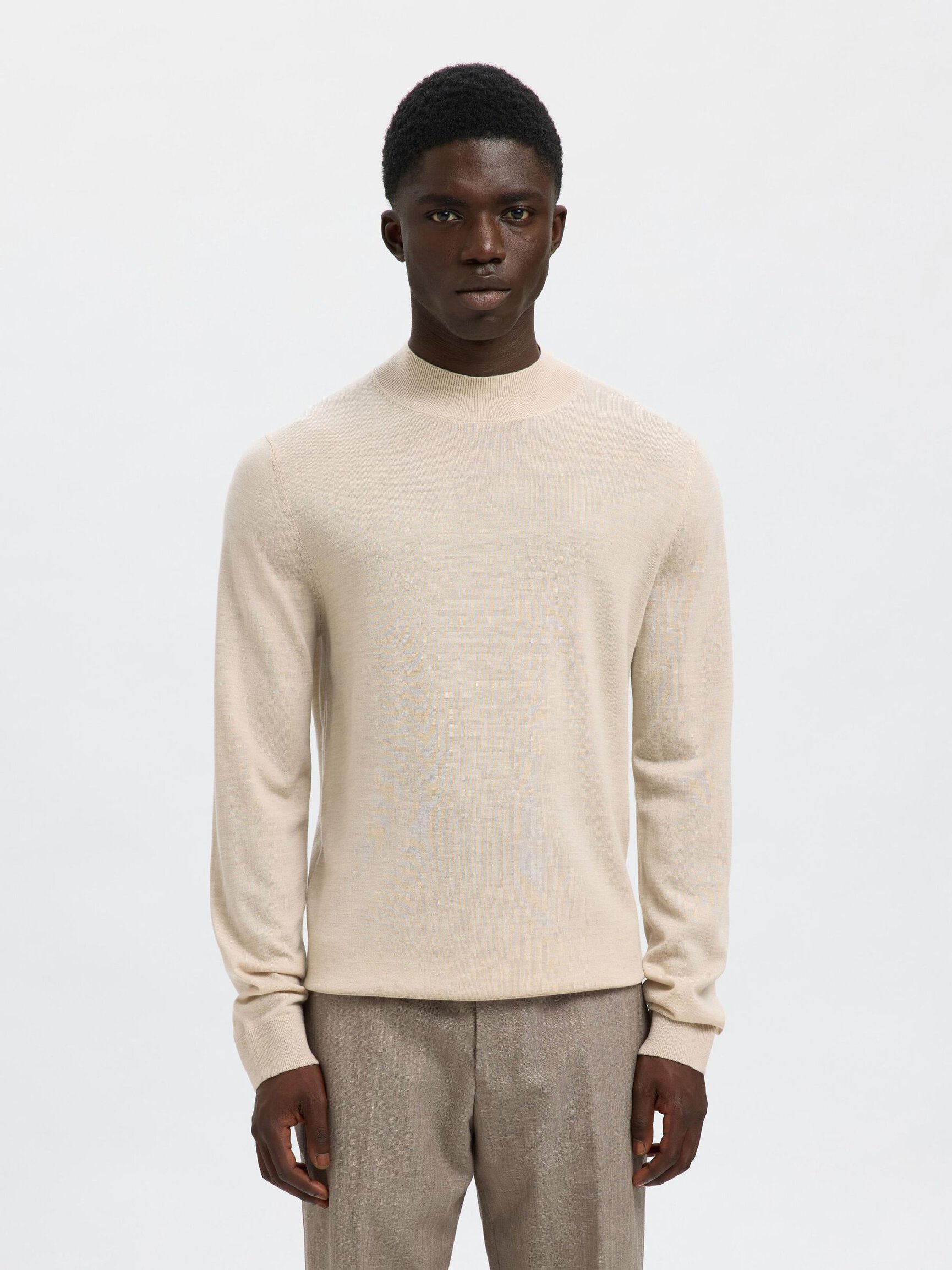 100% MERINO WOOL MOCK-NECK JUMPER