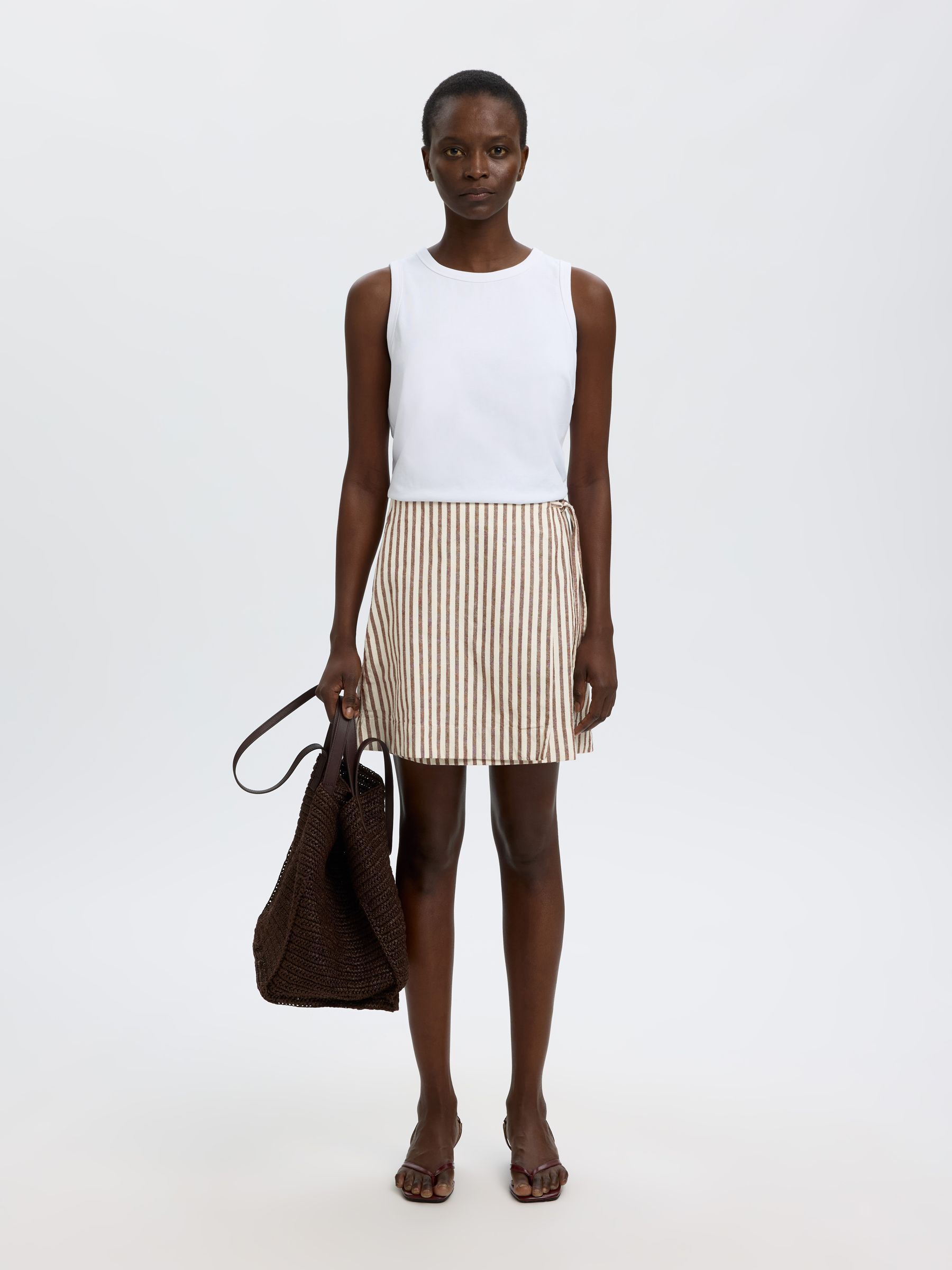 COTTON BLEND MINI WRAP SKIRT