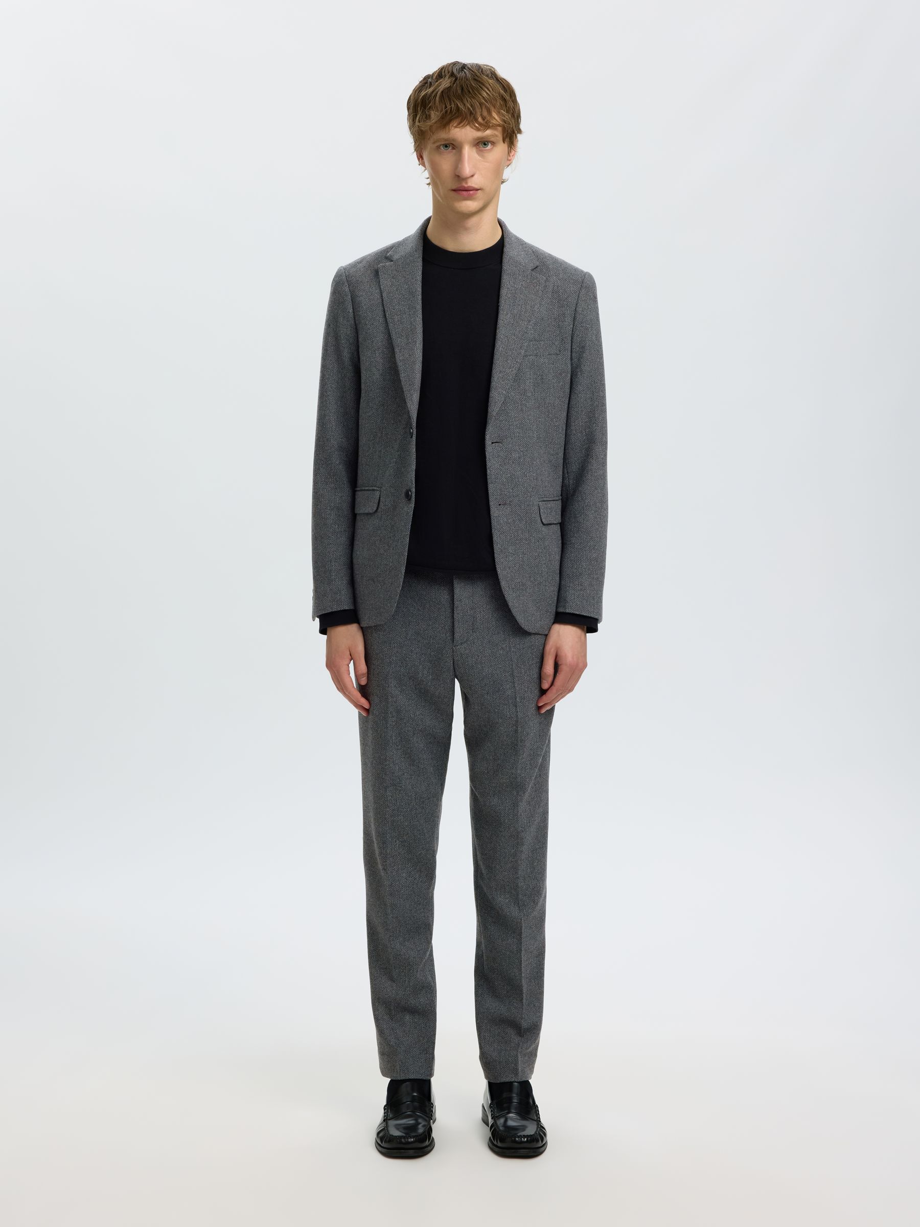 CHECKED WOOL BLEND TROUSERS