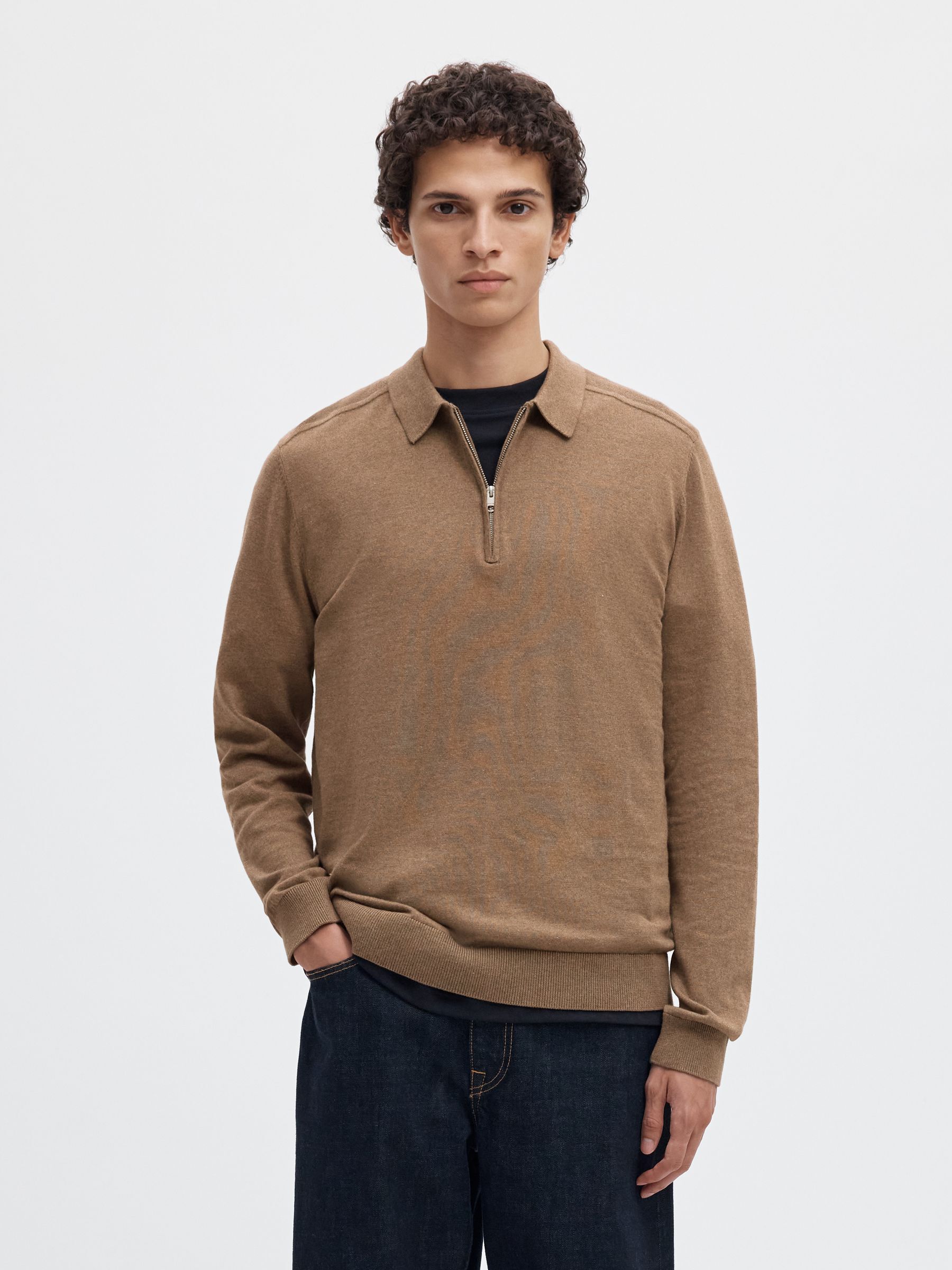 KNITTED LONG-SLEEVED POLO