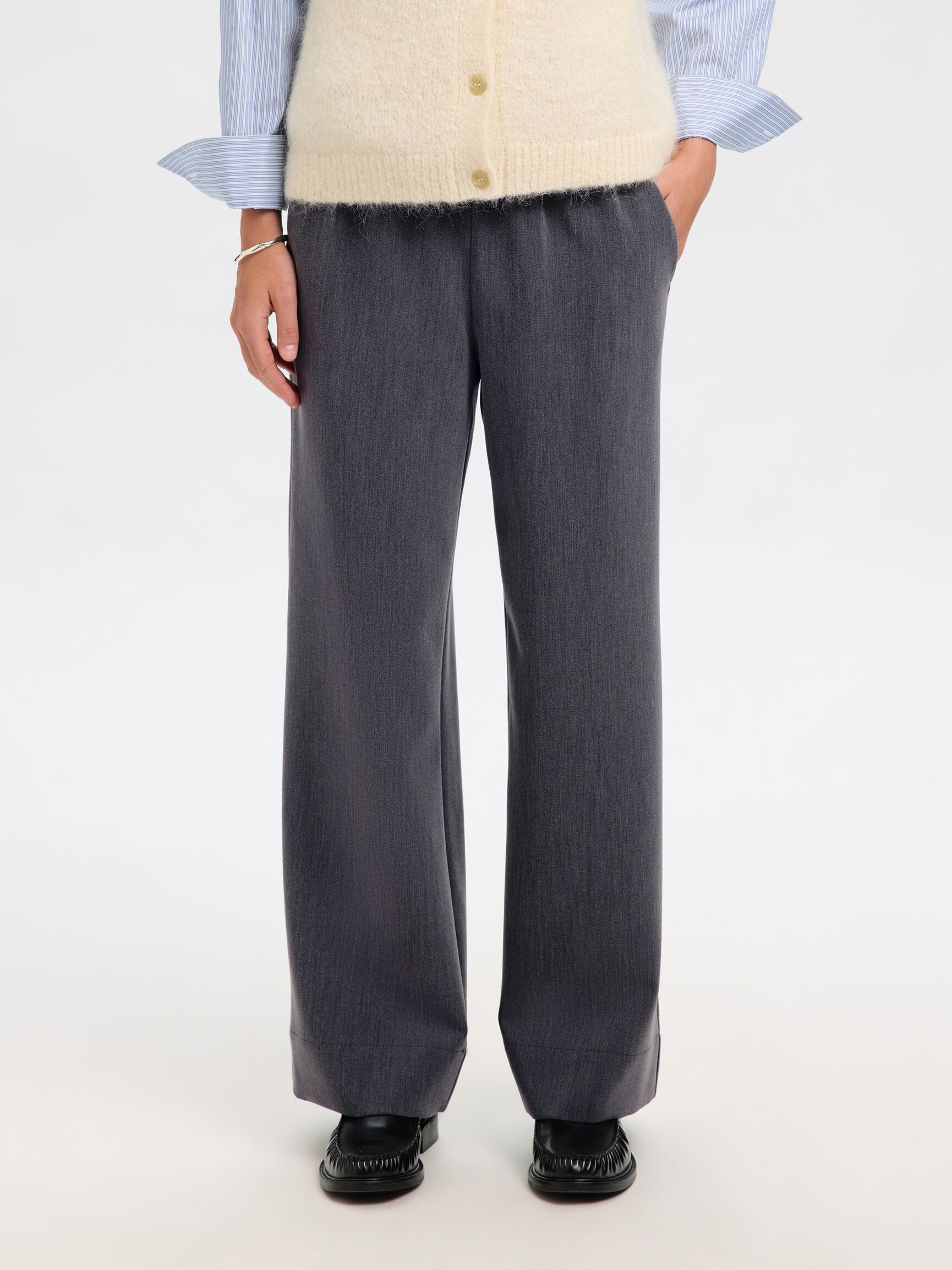 MID WAIST WIDE-LEG TROUSERS