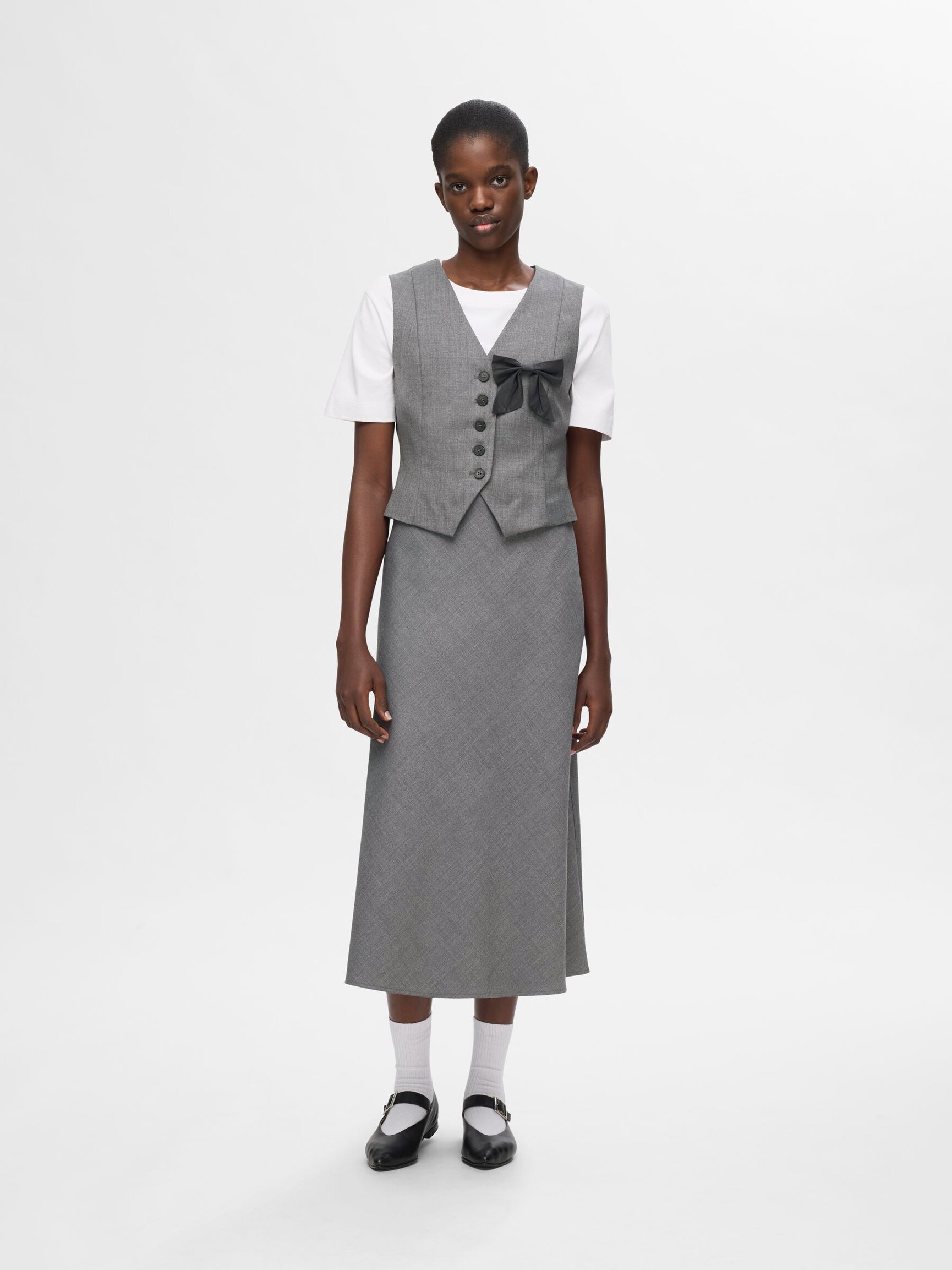 TAILORED WOOL BLEND MIDI SKIRT