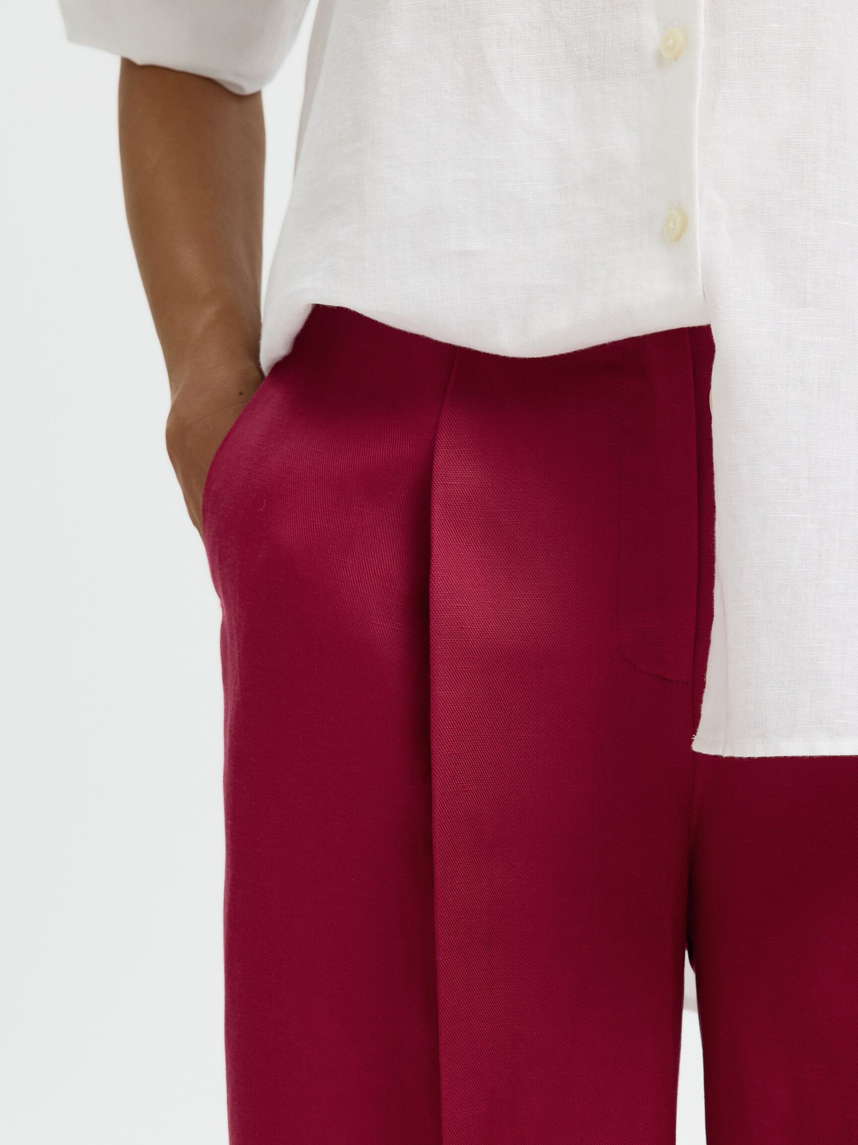 WIDE FIT LINEN-BLEND TROUSERS