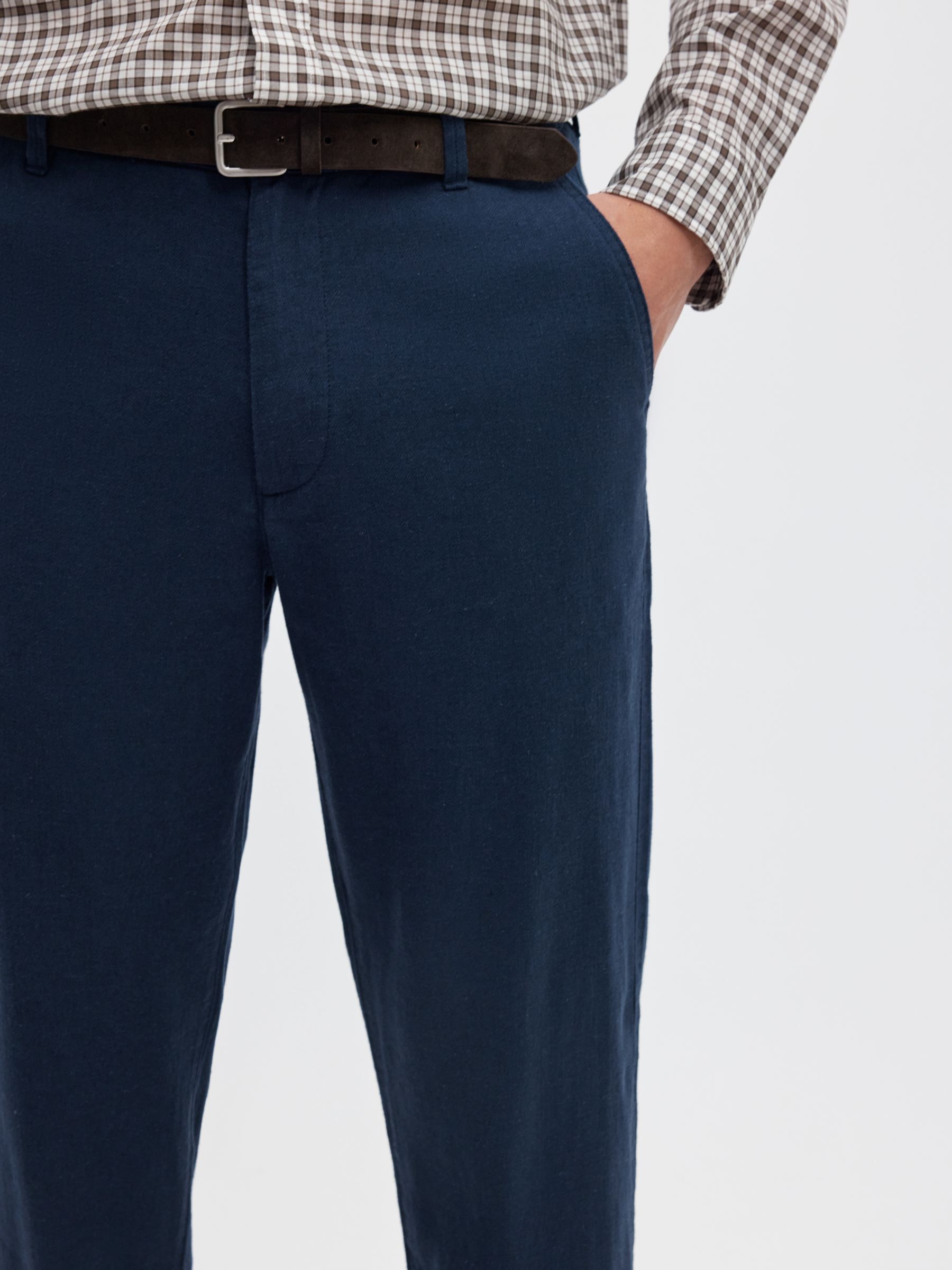 SLIM TAPERED LINEN BLEND TROUSERS
